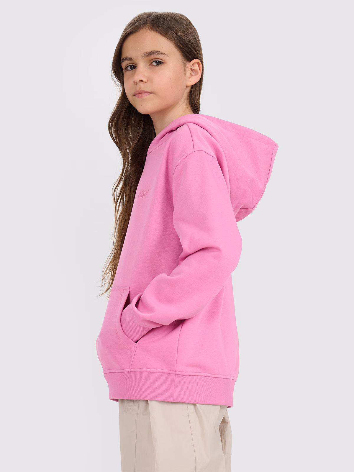 Bluza dresowa nierozpinana z kapturem dziewczęca - fioletowa