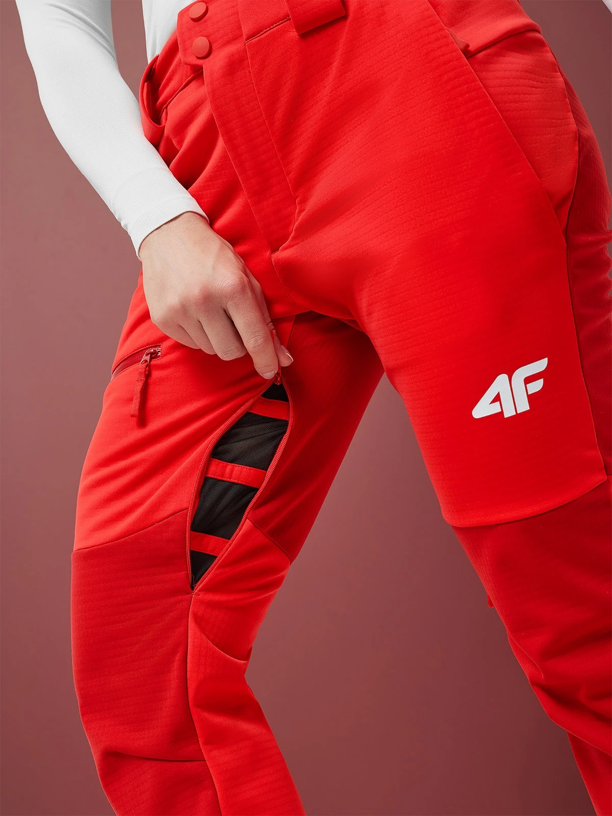 Spodnie funkcyjne softshell membrana 20000 damskie - czerwone