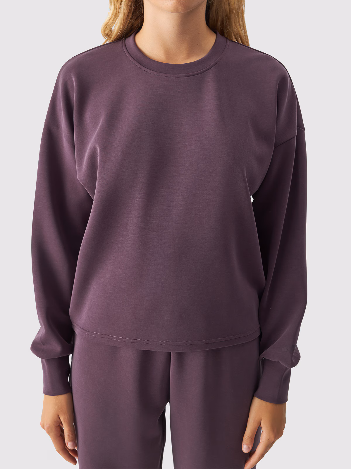 Bluza dresowa cropped z modalem damska - granatowa