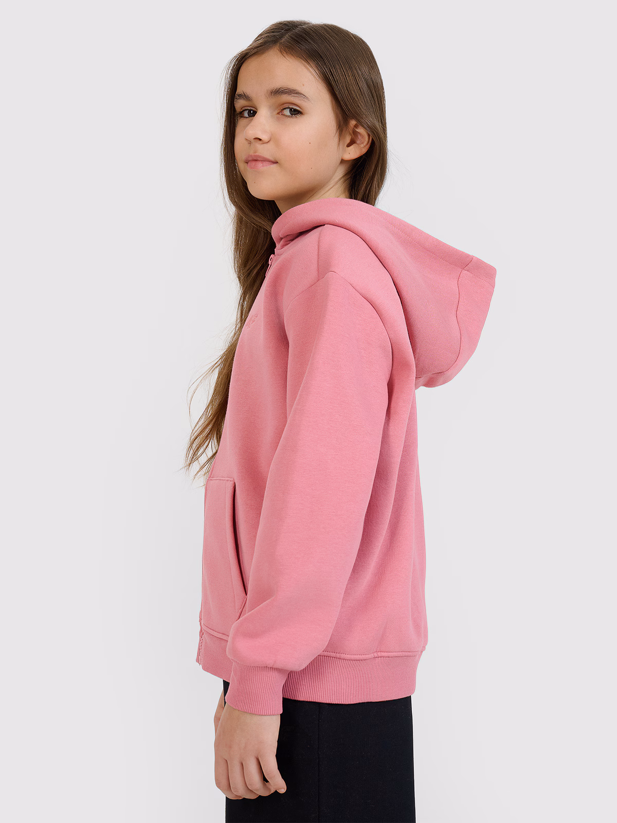 Bluza dresowa rozpinana z kapturem dziewczęca - fioletowa