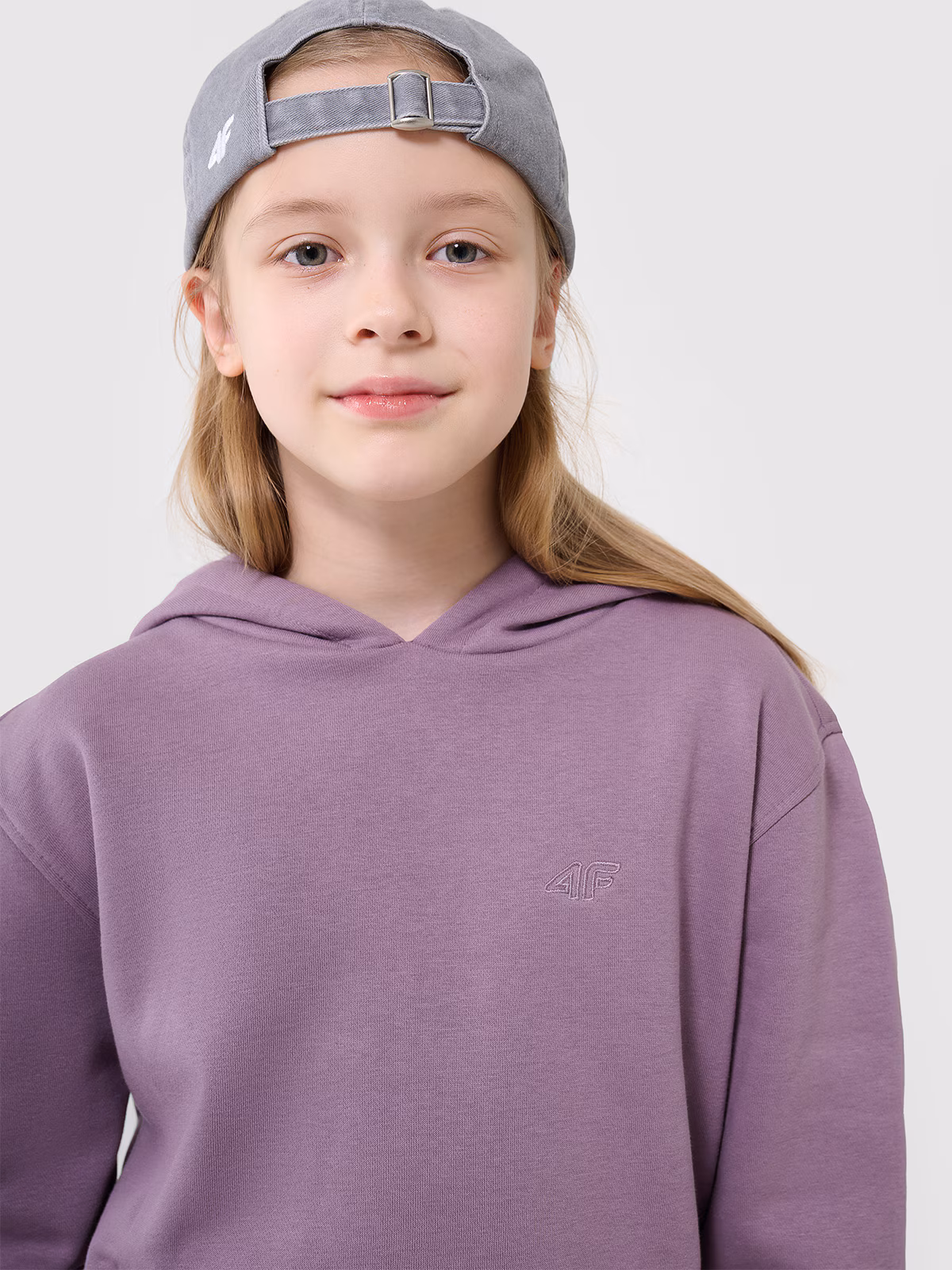 Bluza dresowa nierozpinana z kapturem dziewczęca - beżowa