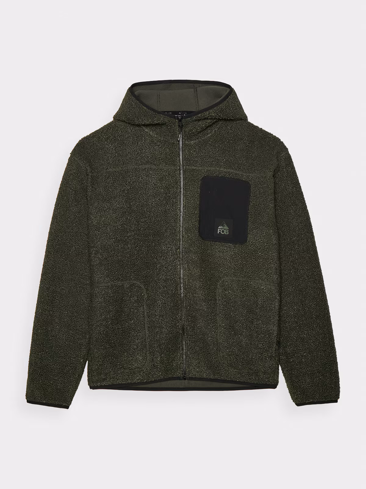 Polar sherpa z kapturem regular męski - oliwkowy/khaki