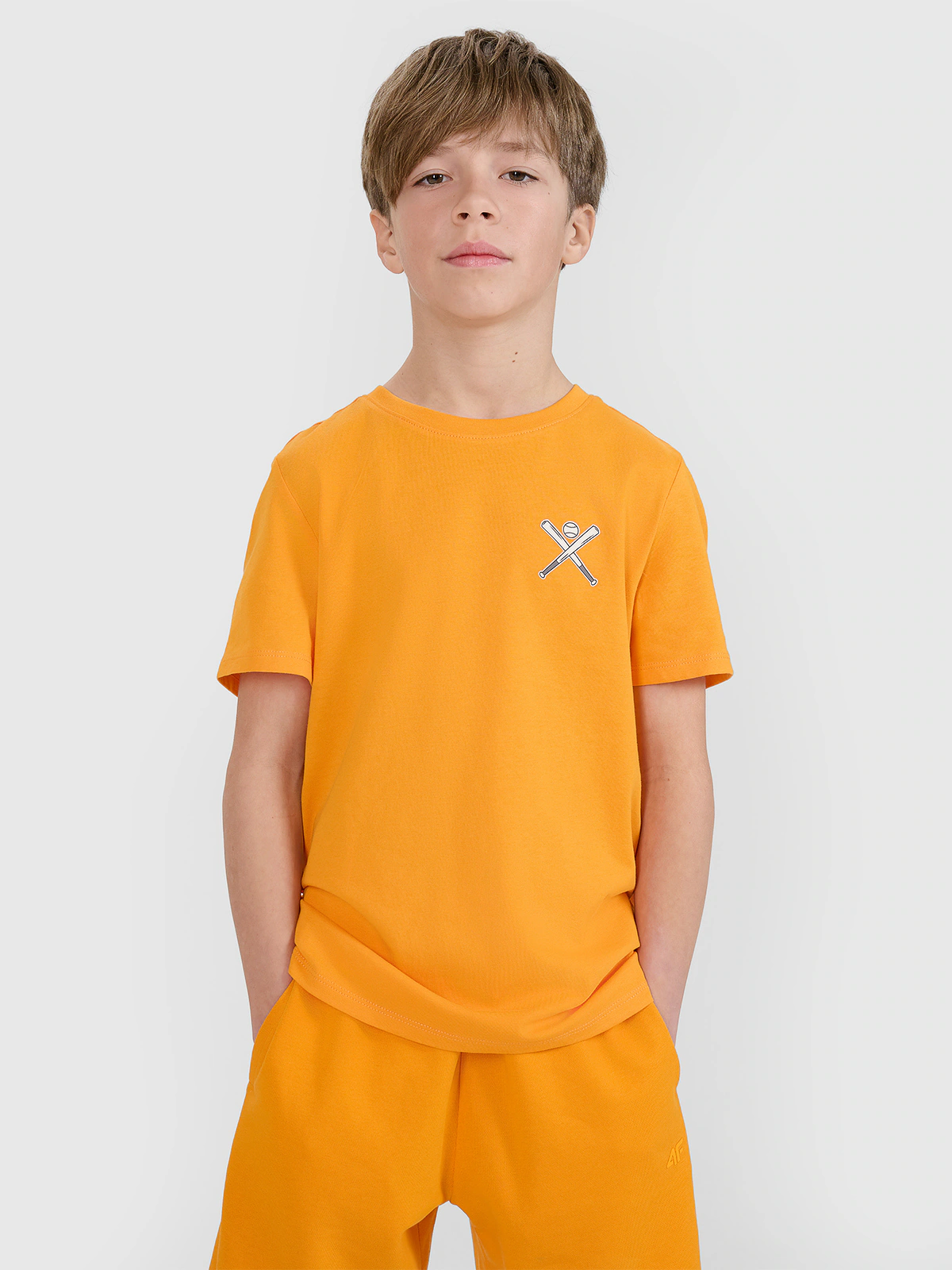 T-shirt regular z nadrukiem chłopięcy - pomarańczowy