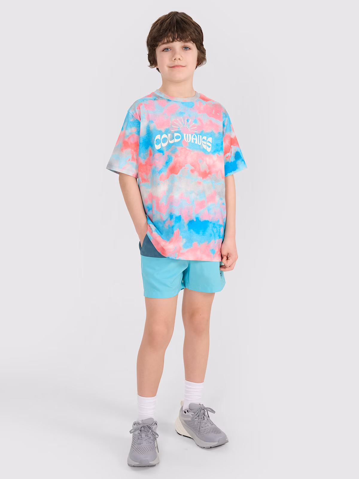 T-shirt oversize z nadrukiem chłopięcy - multikolor