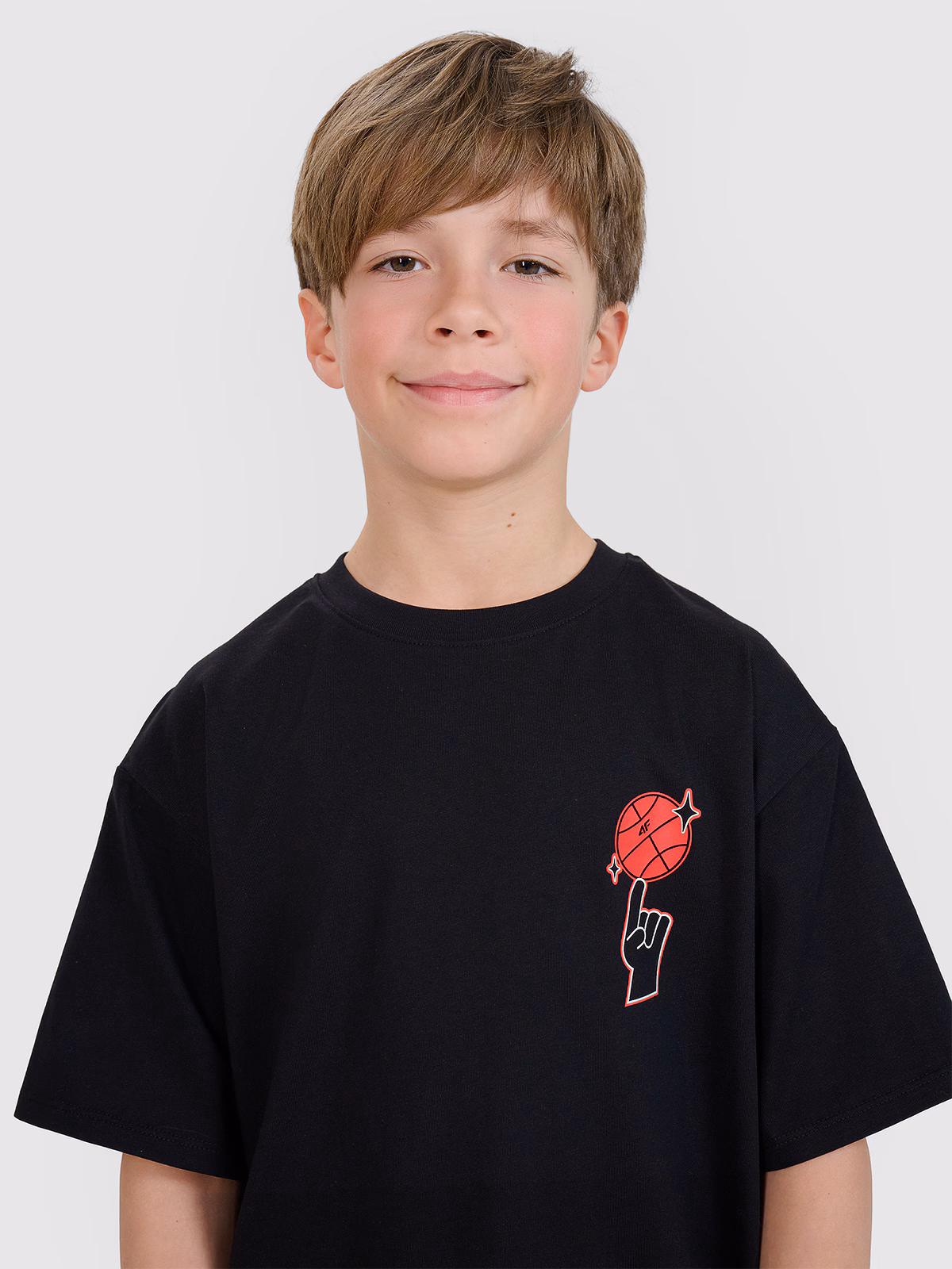 T-shirt oversize z nadrukiem chłopięcy - czerwony