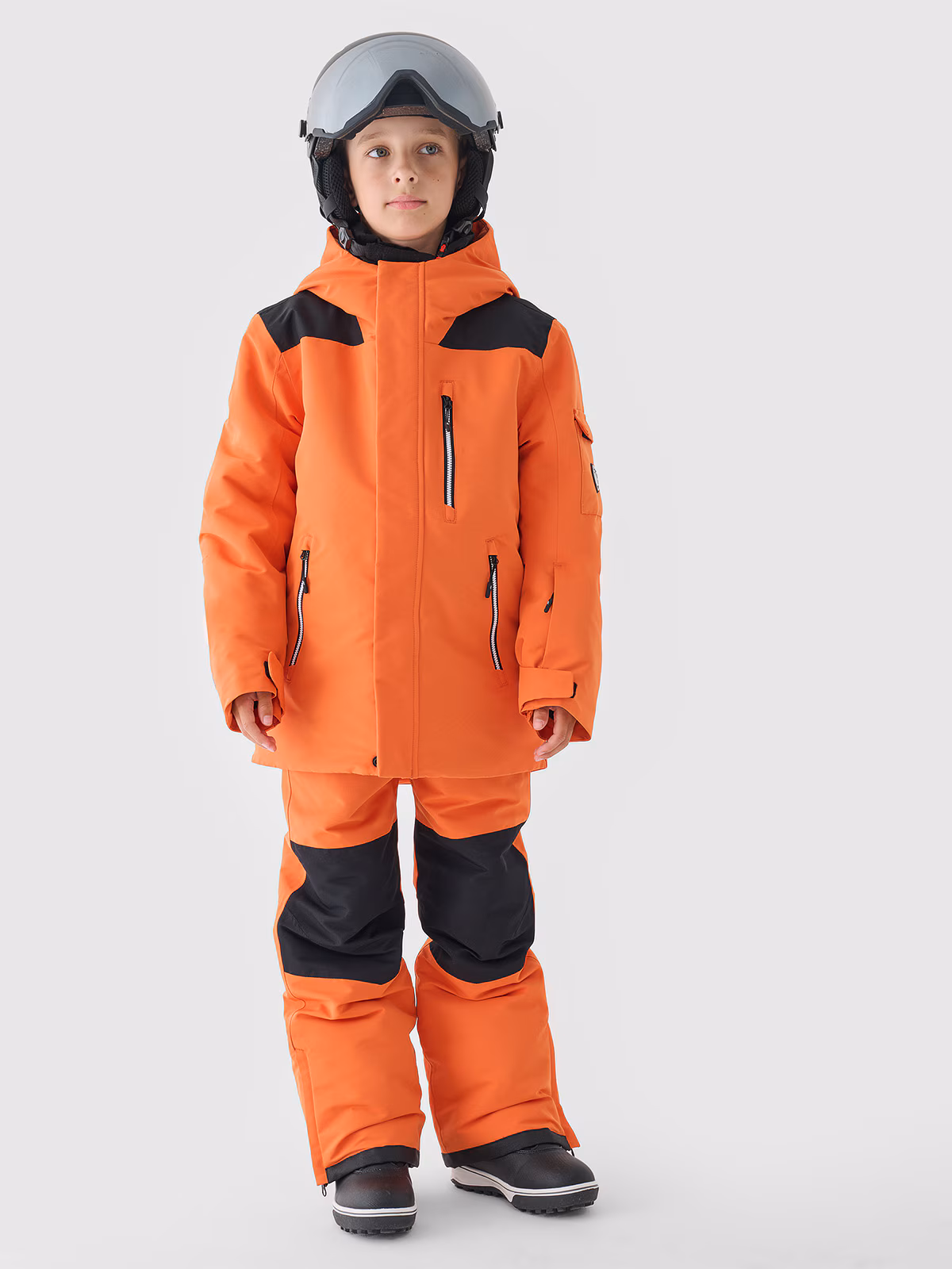 Kurtka snowboardowa membrana 8000 chłopięca - pomarańczowa