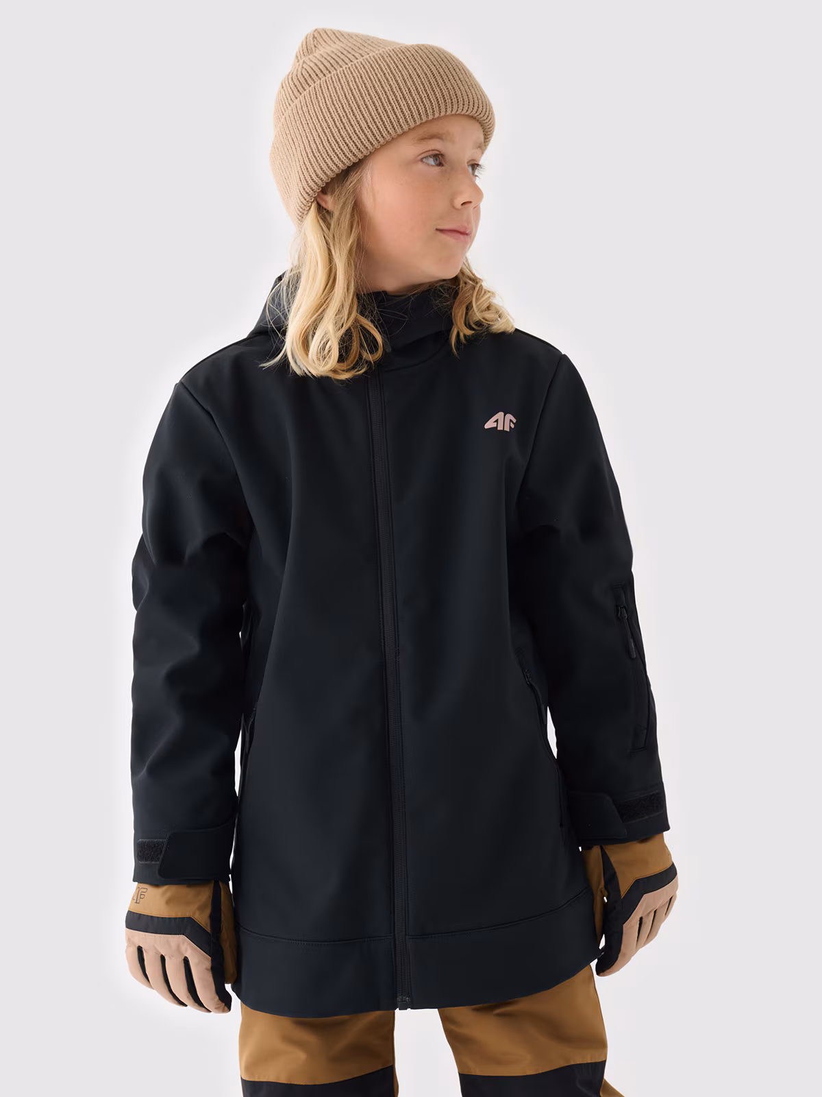 Kurtka snowboardowa softshell wiatroodporna membrana NeoDry 5000 chłopięca - czarna