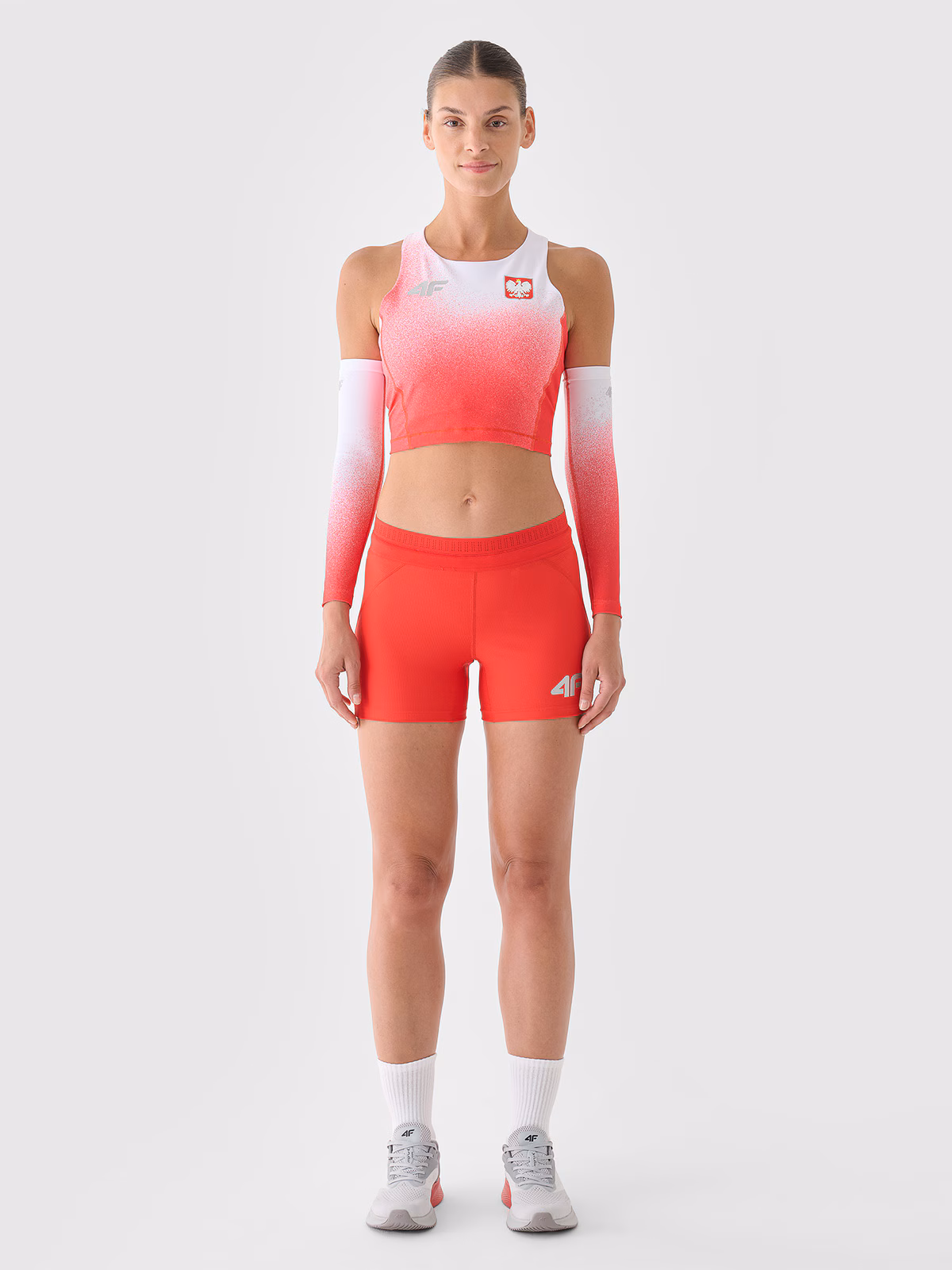 Legginsy krótkie startowe damskie 4F x PZLA - czerwone