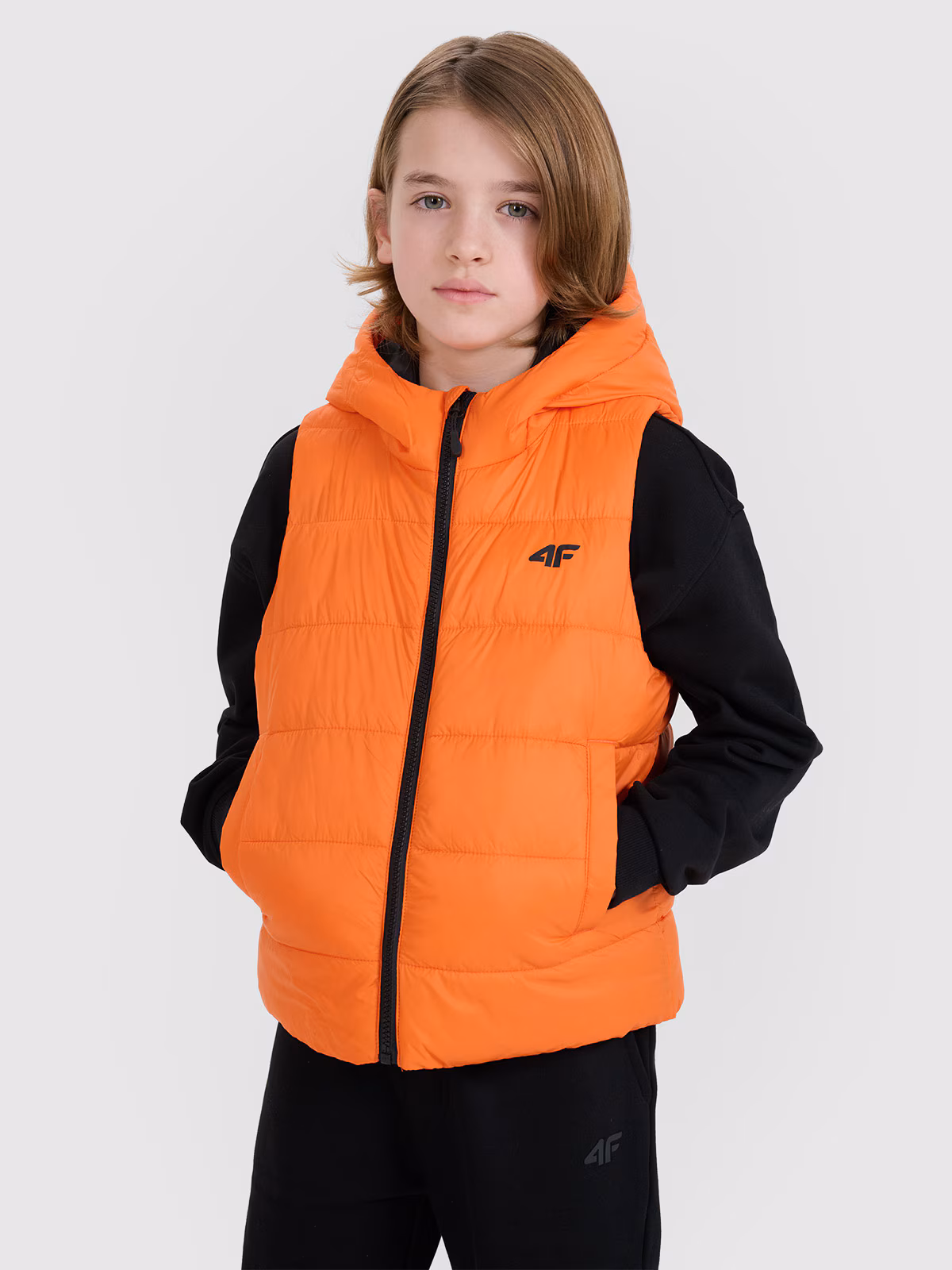 Bezrękawnik puchowy z wypełnieniem syntetycznym chłopięcy - pomarańczowy
