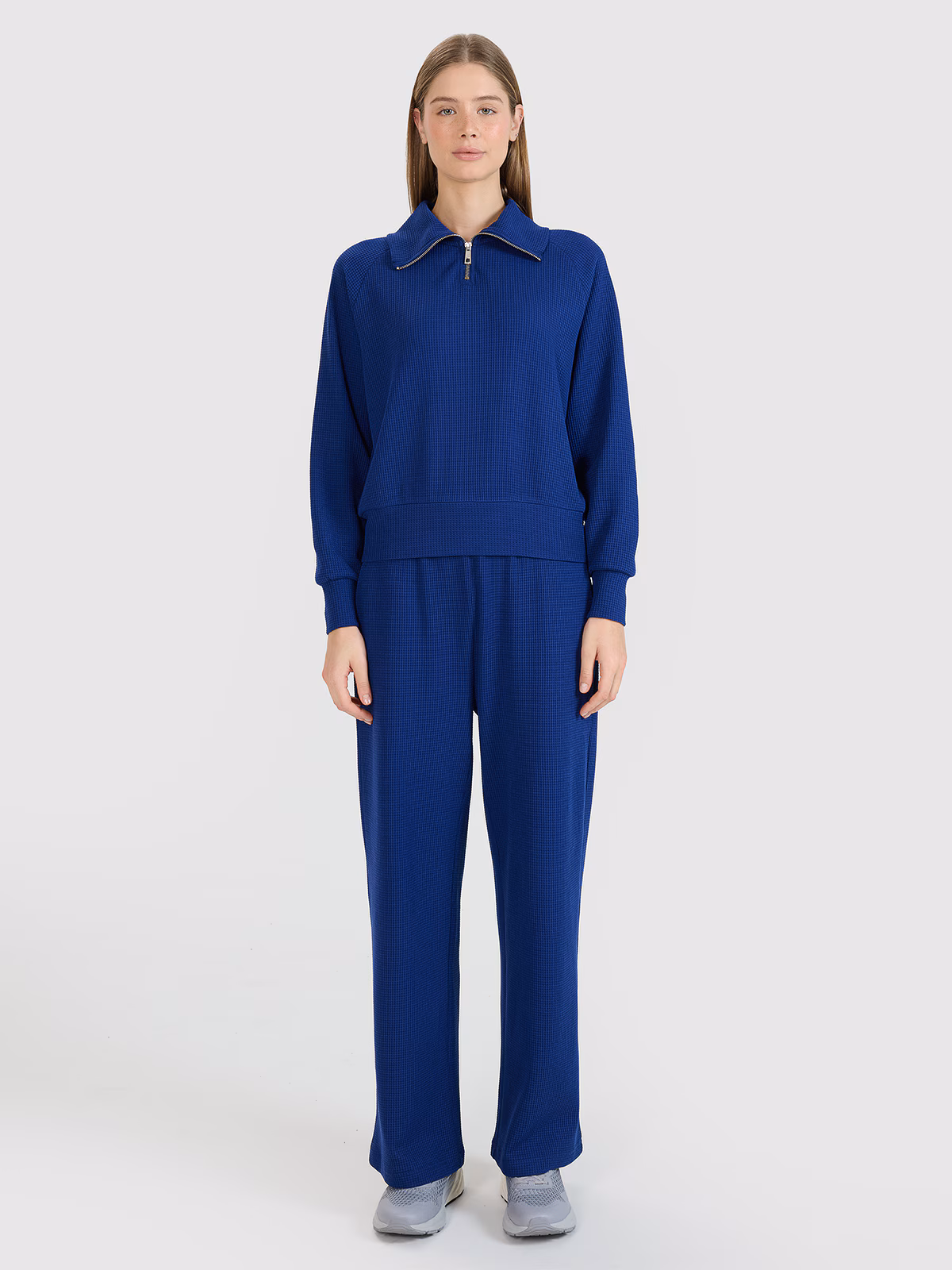 Spodnie oversize z szerokimi nogawkami damskie - granatowe