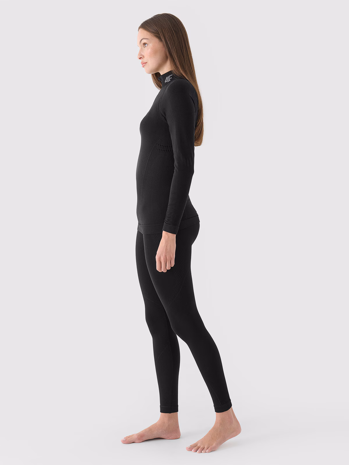 Bielizna termoaktywna bezszwowa z wełną Merino (góra) damska - czarna