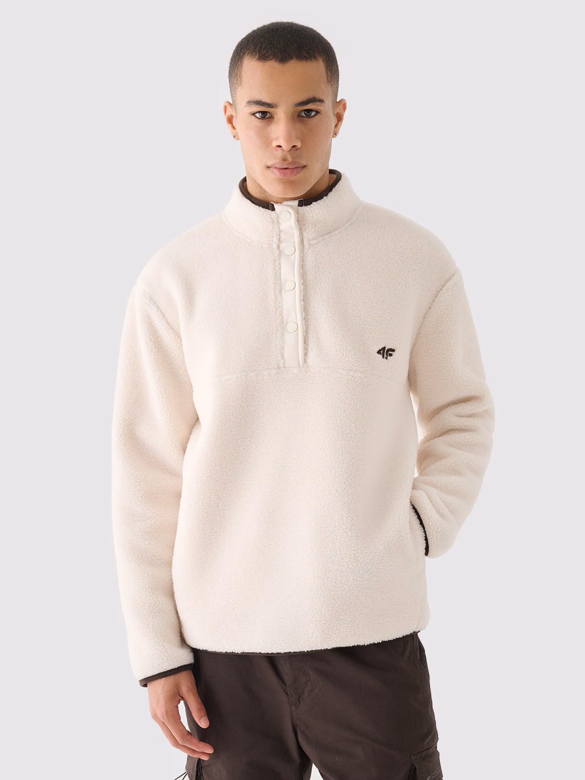 Polar sherpa ze stójką regular męski - biały