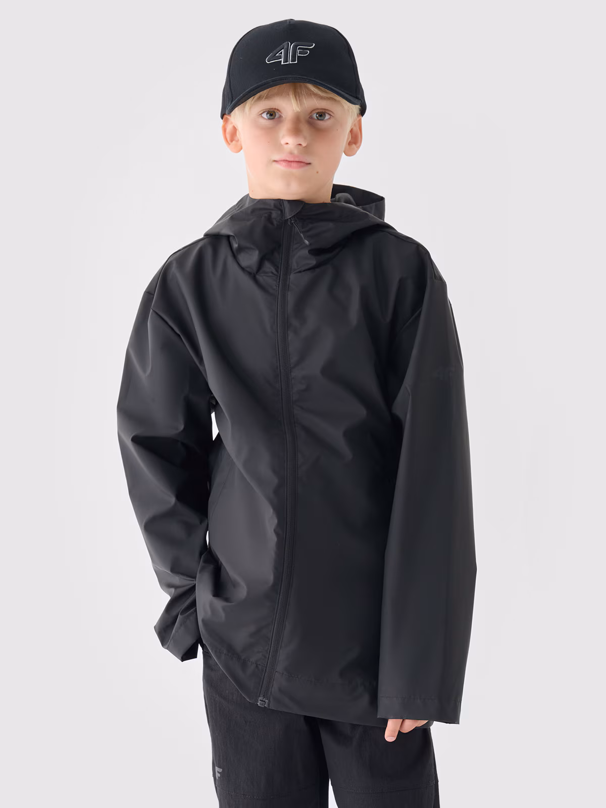 Kurtka przejściowa przeciwdeszczowa z gumową powłoką dziecięca - khaki