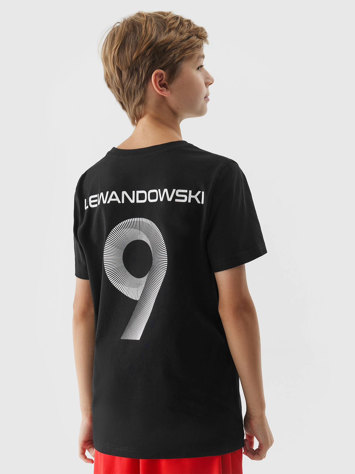 T-shirt z nadrukiem dziecięcy 4F x Robert Lewandowski - biały