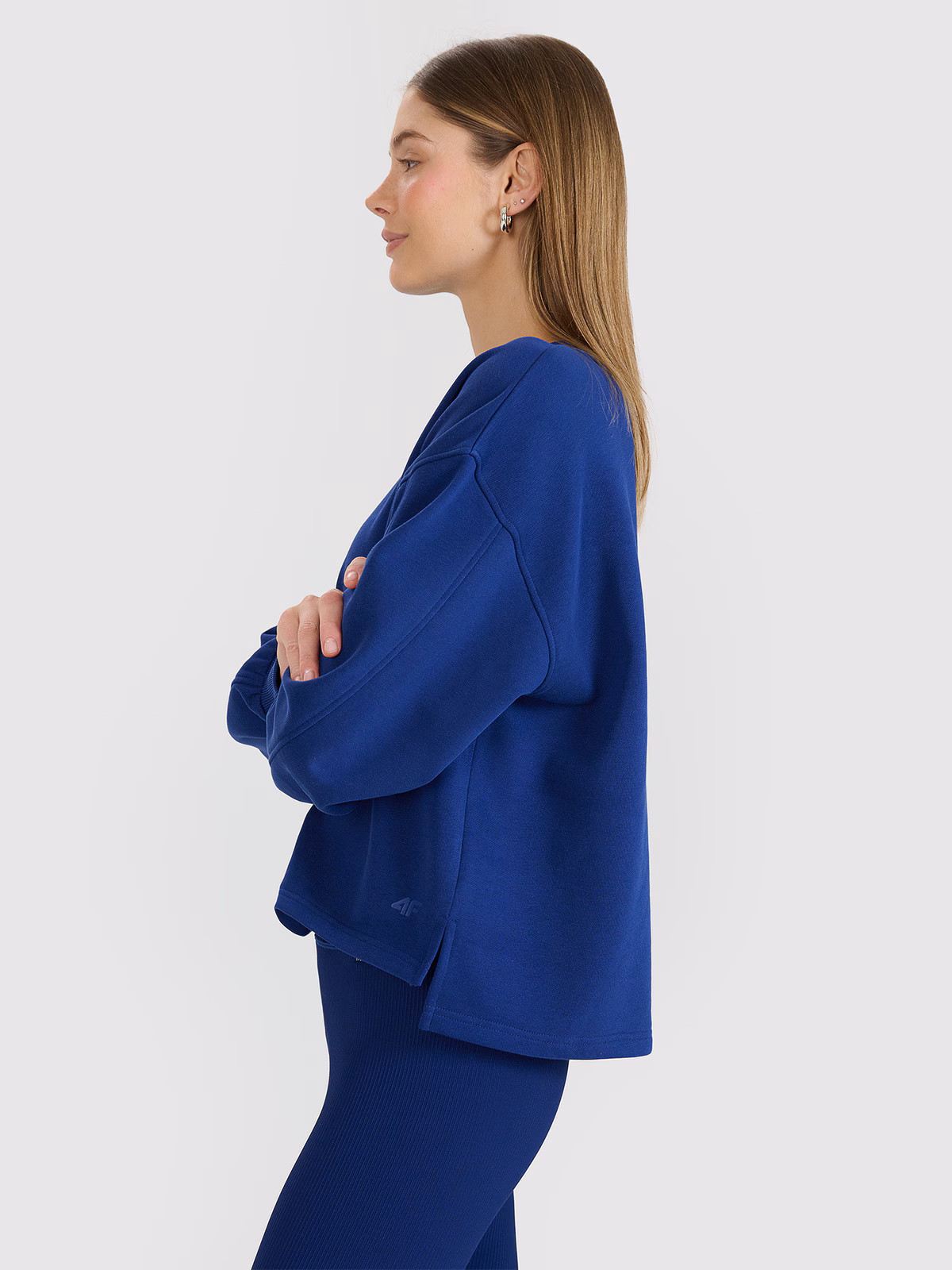 Bluza dresowa oversize nierozpinana bez kaptura damska - biała