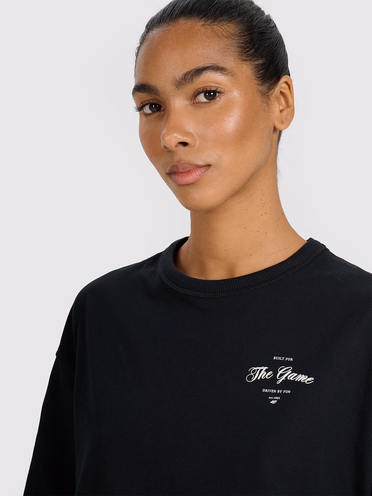 T-shirt oversize z nadrukiem damski - fioletowy