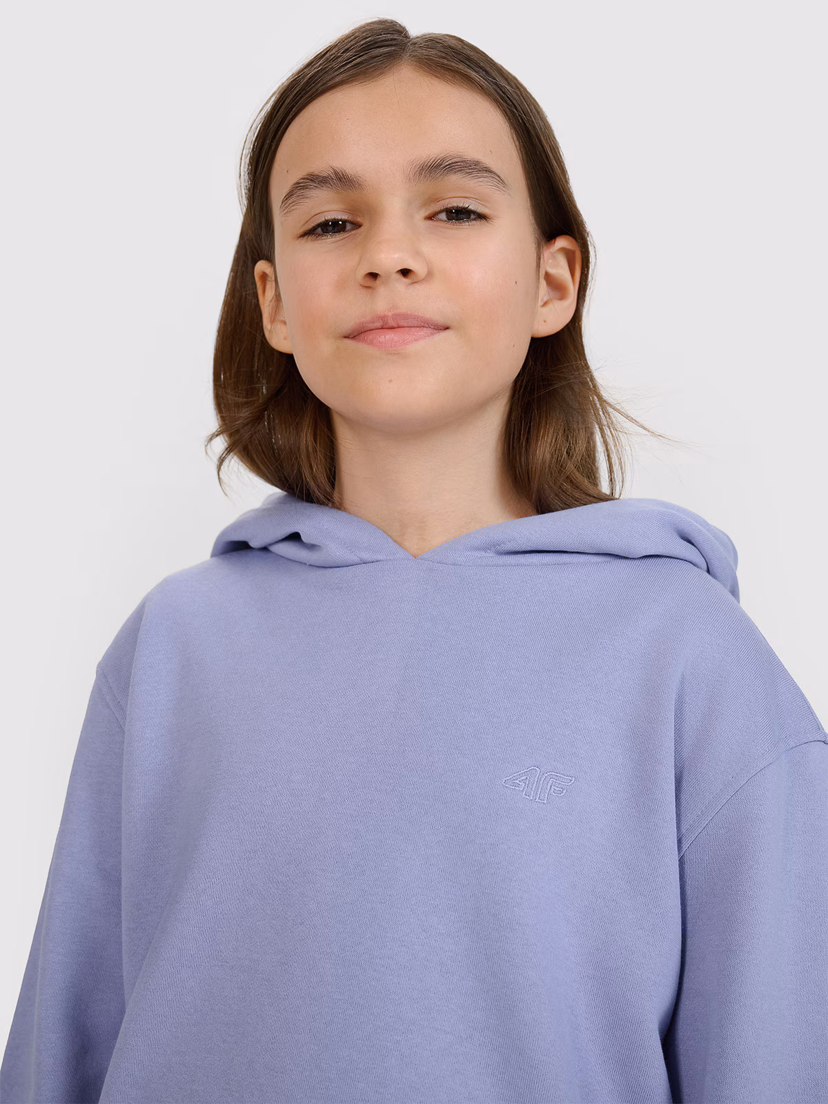 Bluza dresowa nierozpinana z kapturem dziewczęca - beżowa