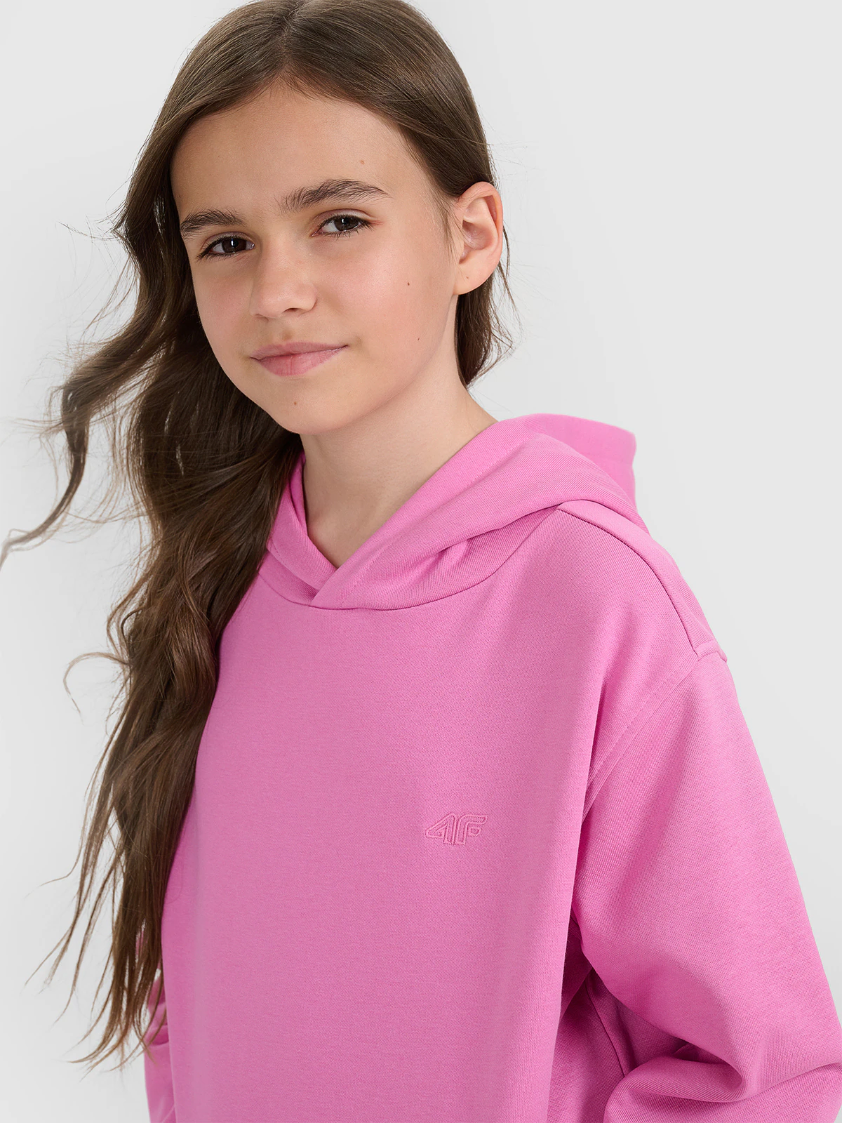 Bluza dresowa nierozpinana z kapturem dziewczęca - fioletowa