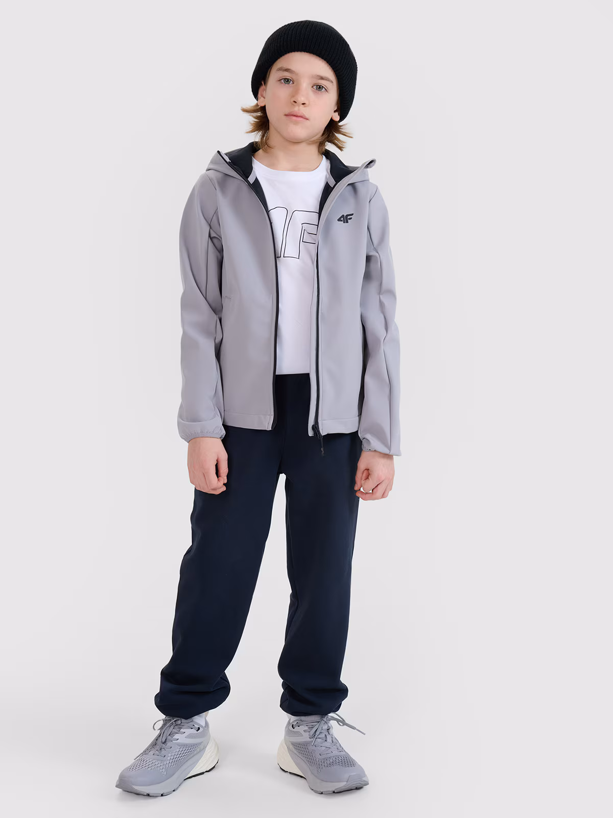 Kurtka softshell wiatroodporna membrana 5000 chłopięca - czarna