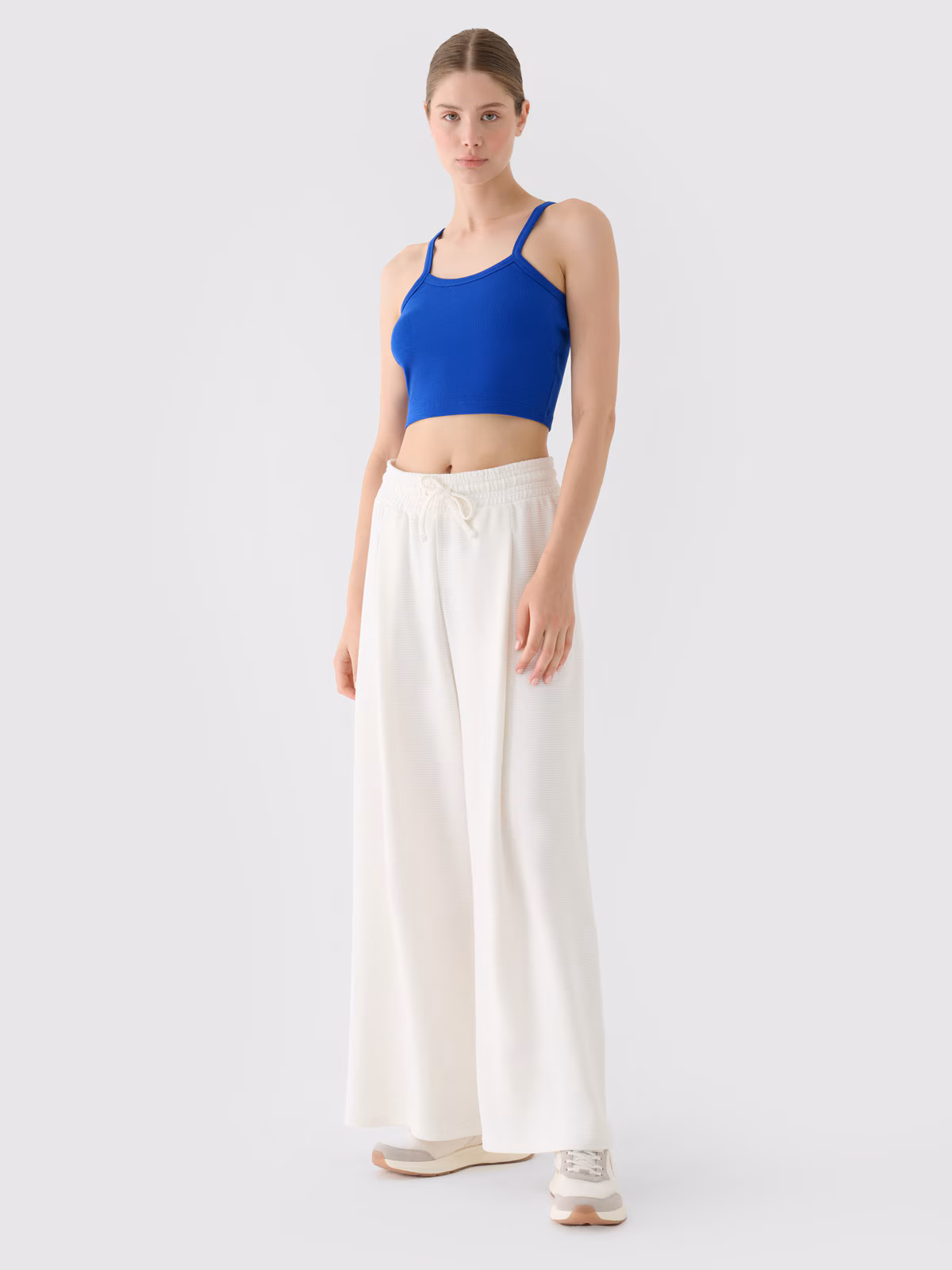Crop top slim damski - niebieski
