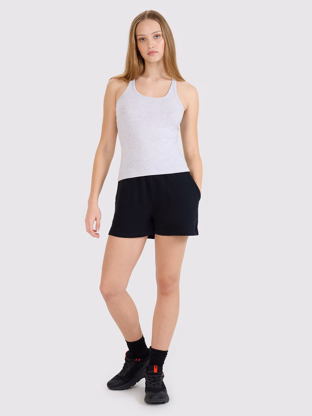 Top slim gładki damski - czarny