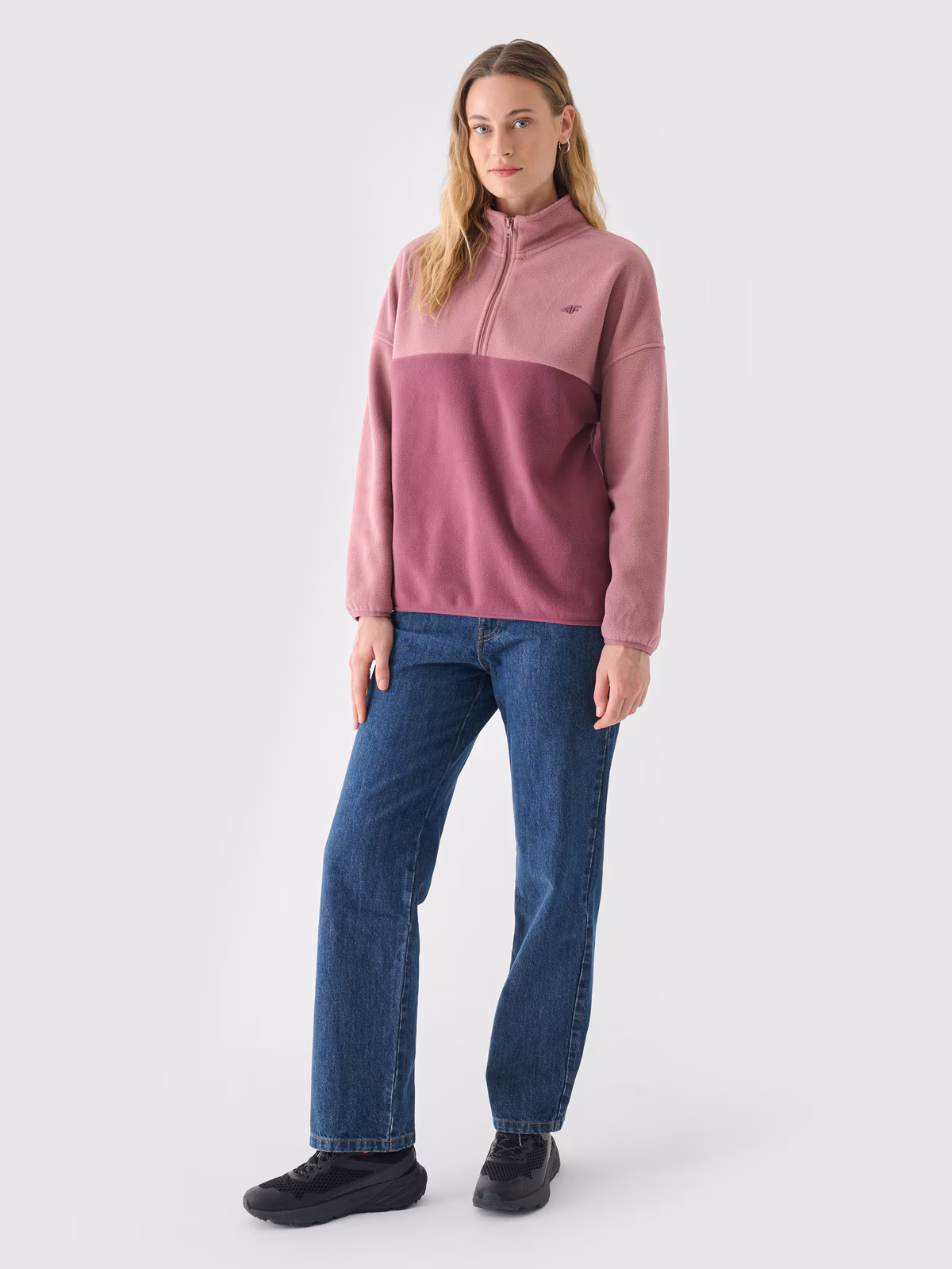 Polar ze stójką oversize damski - różowy