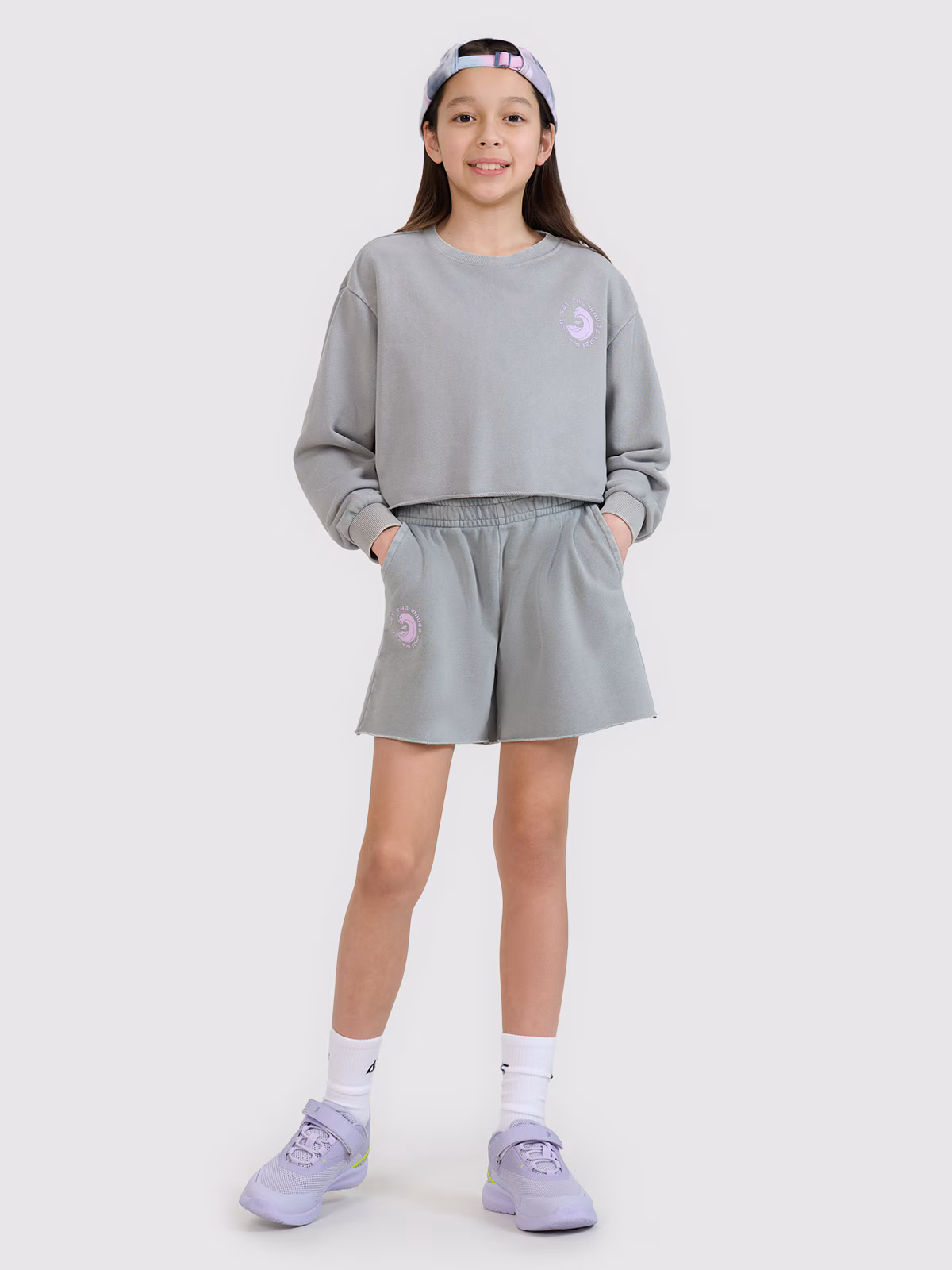 Bluza dresowa nierozpinana bez kaptura dziewczęca - szara