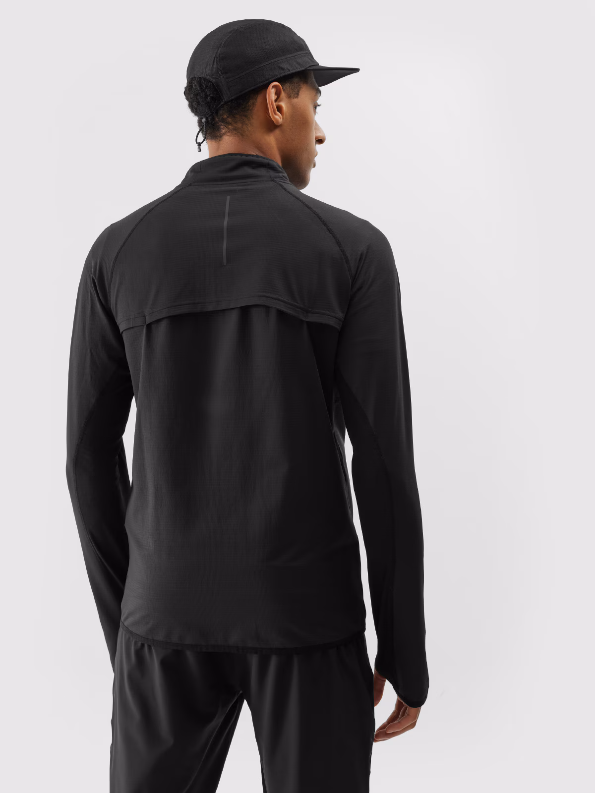 Bluza do biegania rozpinana bez kaptura męska - czarna