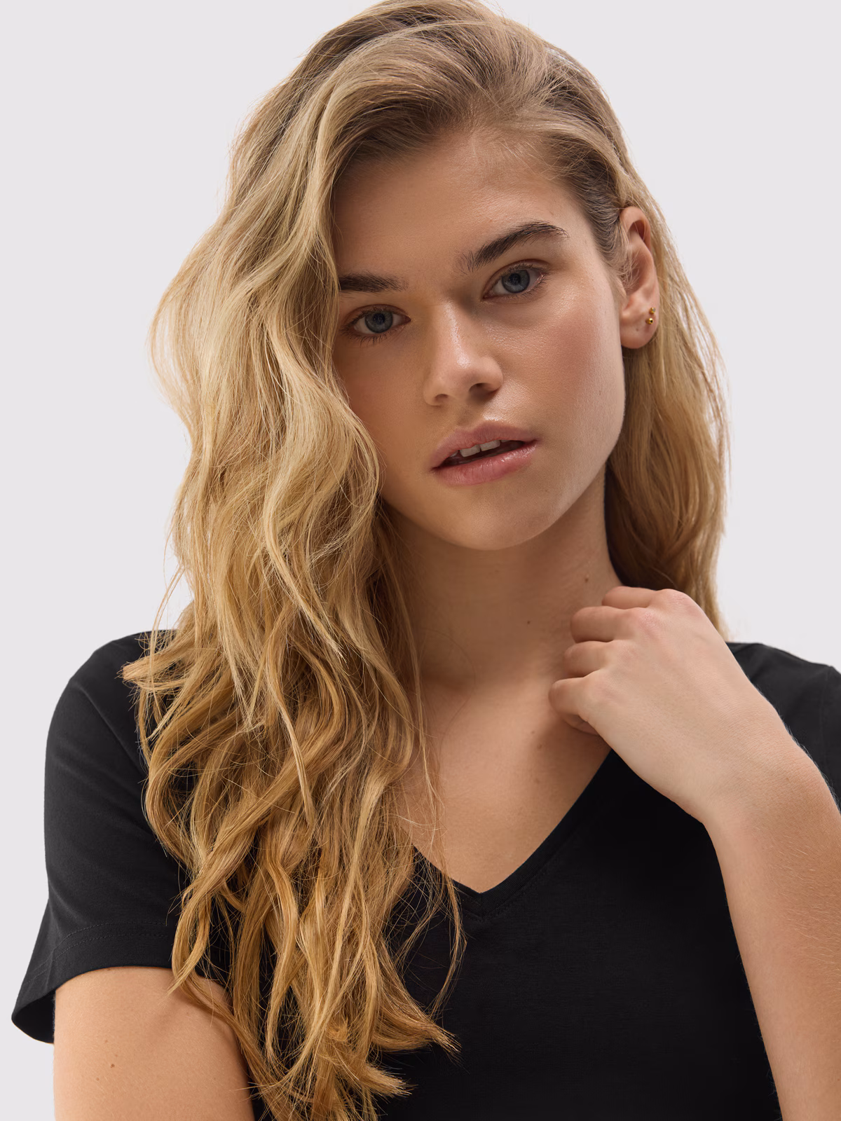 T-shirt gładki z bawełną organiczną damski - granatowy