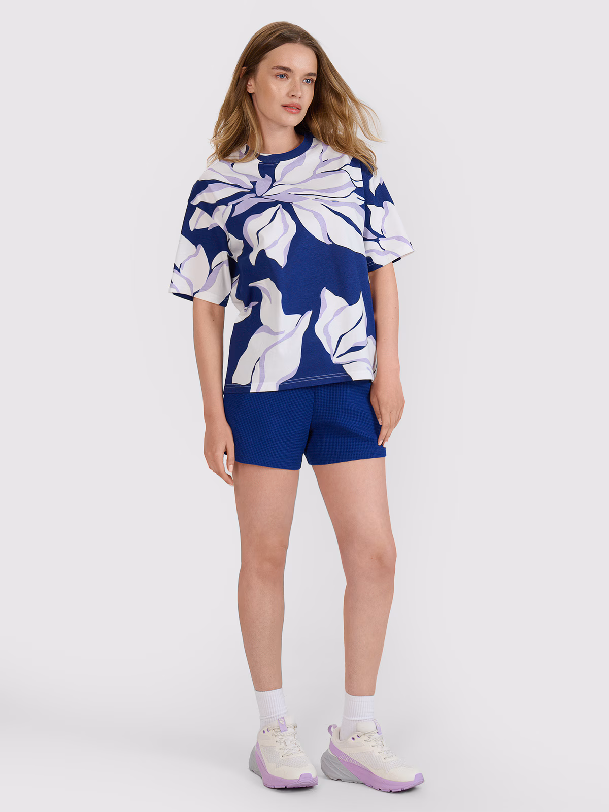 T-shirt oversize z nadrukiem damski - multikolor