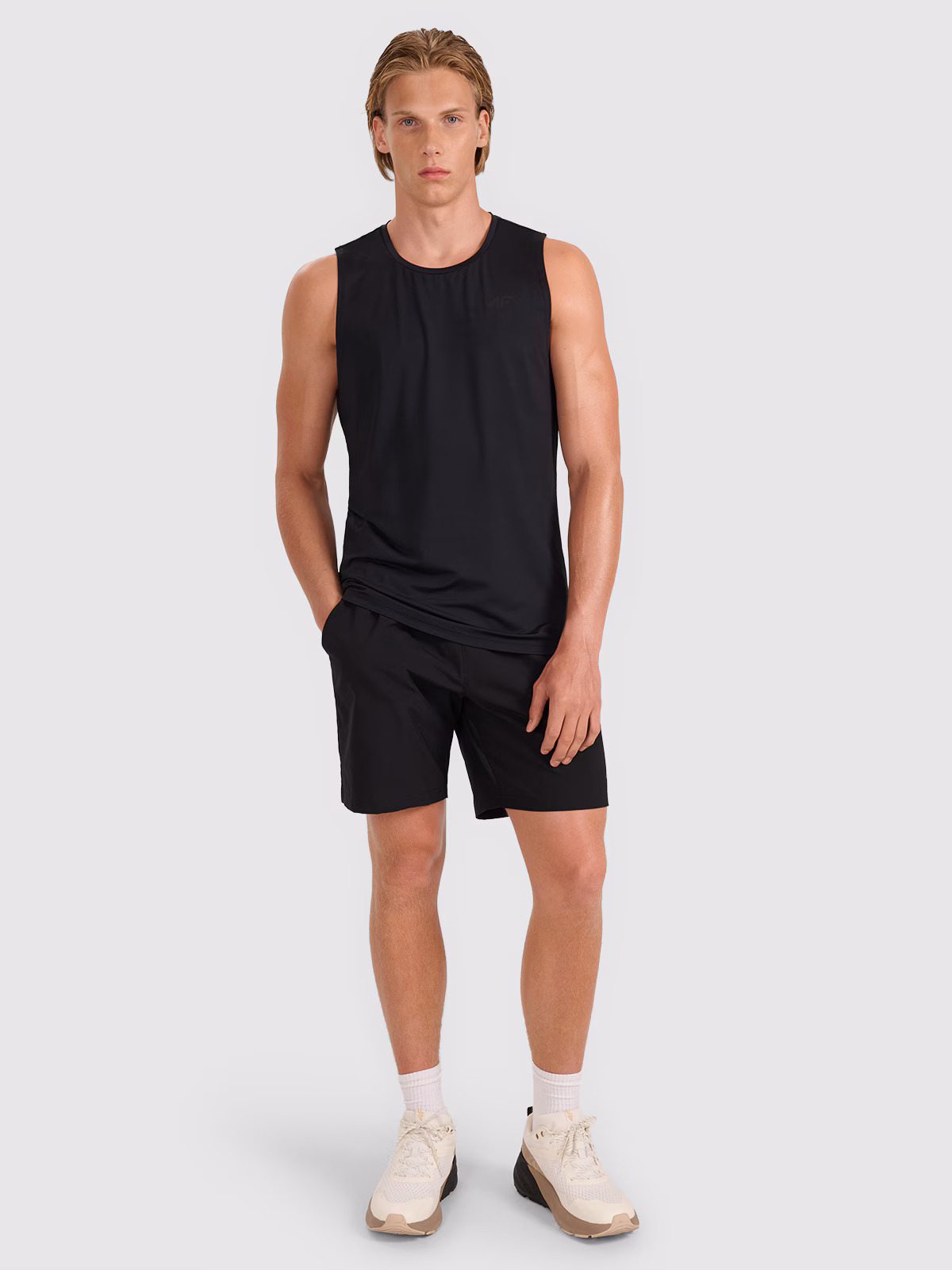 Tank top treningowy szybkoschnący męski - czarny