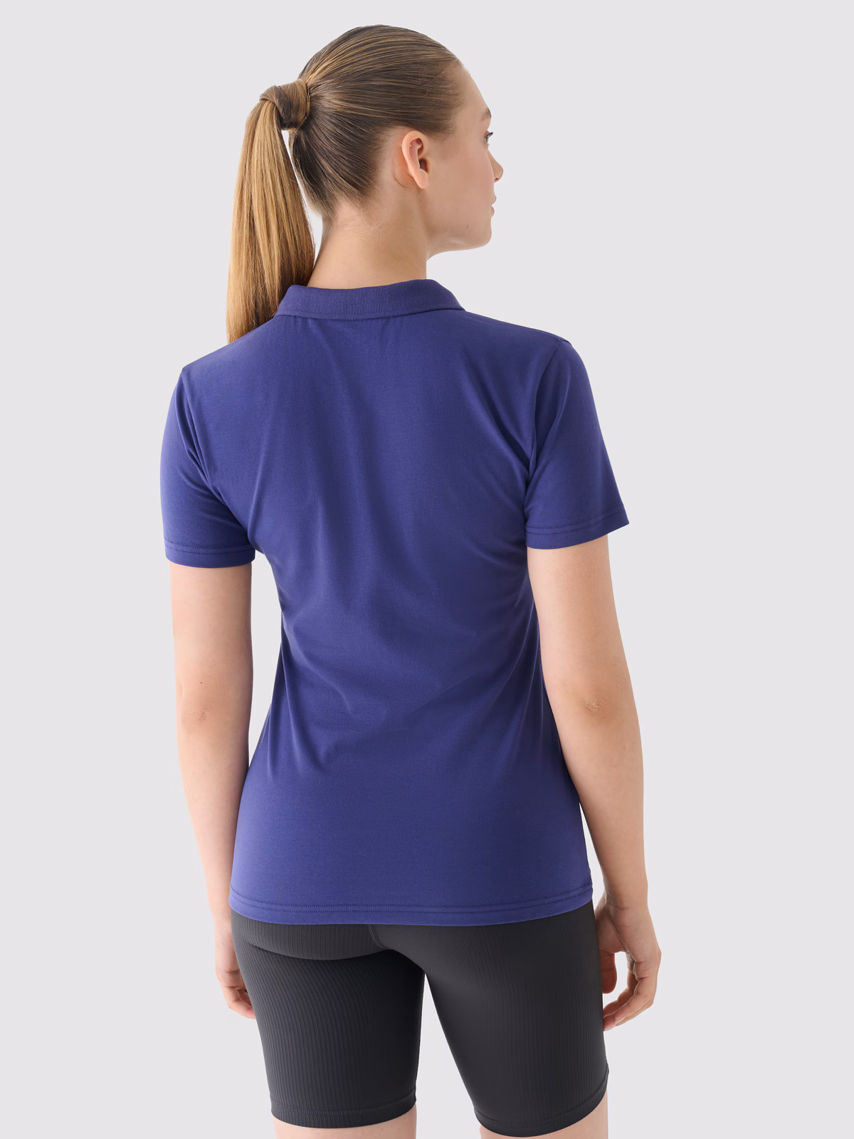 Koszulka polo slim damska - granatowa
