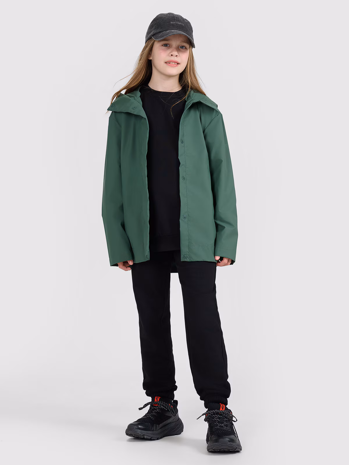 Kurtka przejściowa przeciwdeszczowa z gumową powłoką dziecięca - zielona