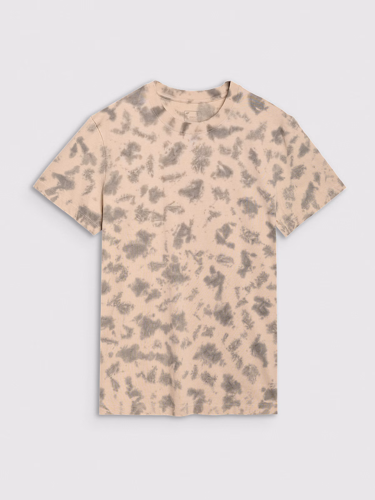 T-shirt oversize z nadrukiem męski - beżowy