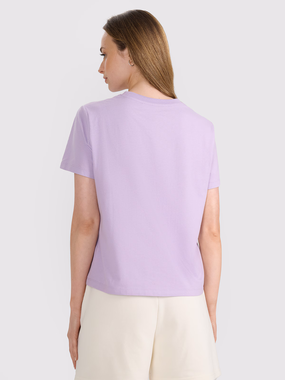 T-shirt oversize z nadrukiem damski - beżowy