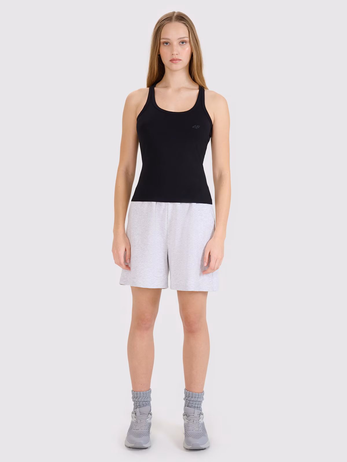 Top slim gładki damski - czarny