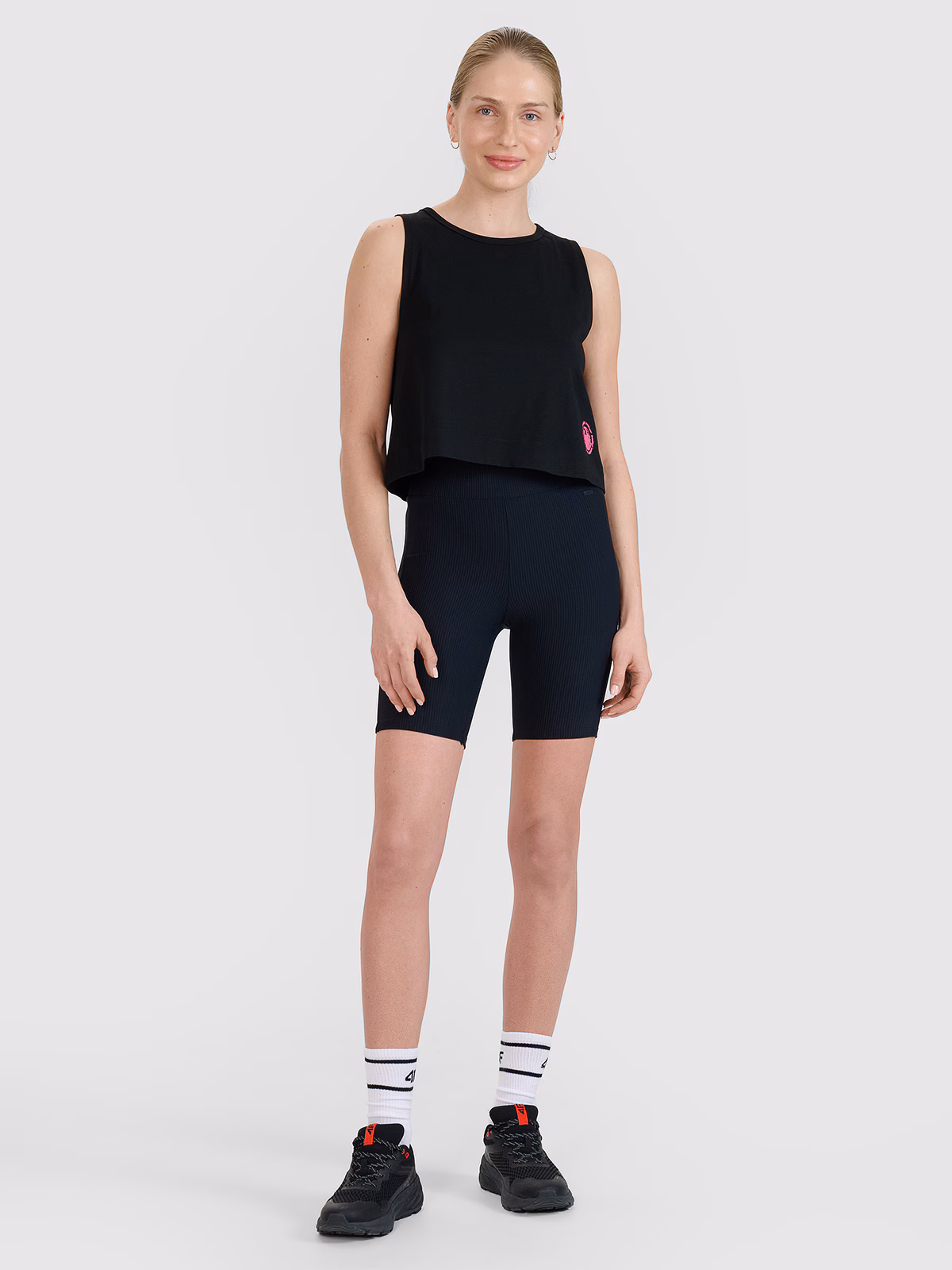 Top regular z nadrukiem damski - czarny