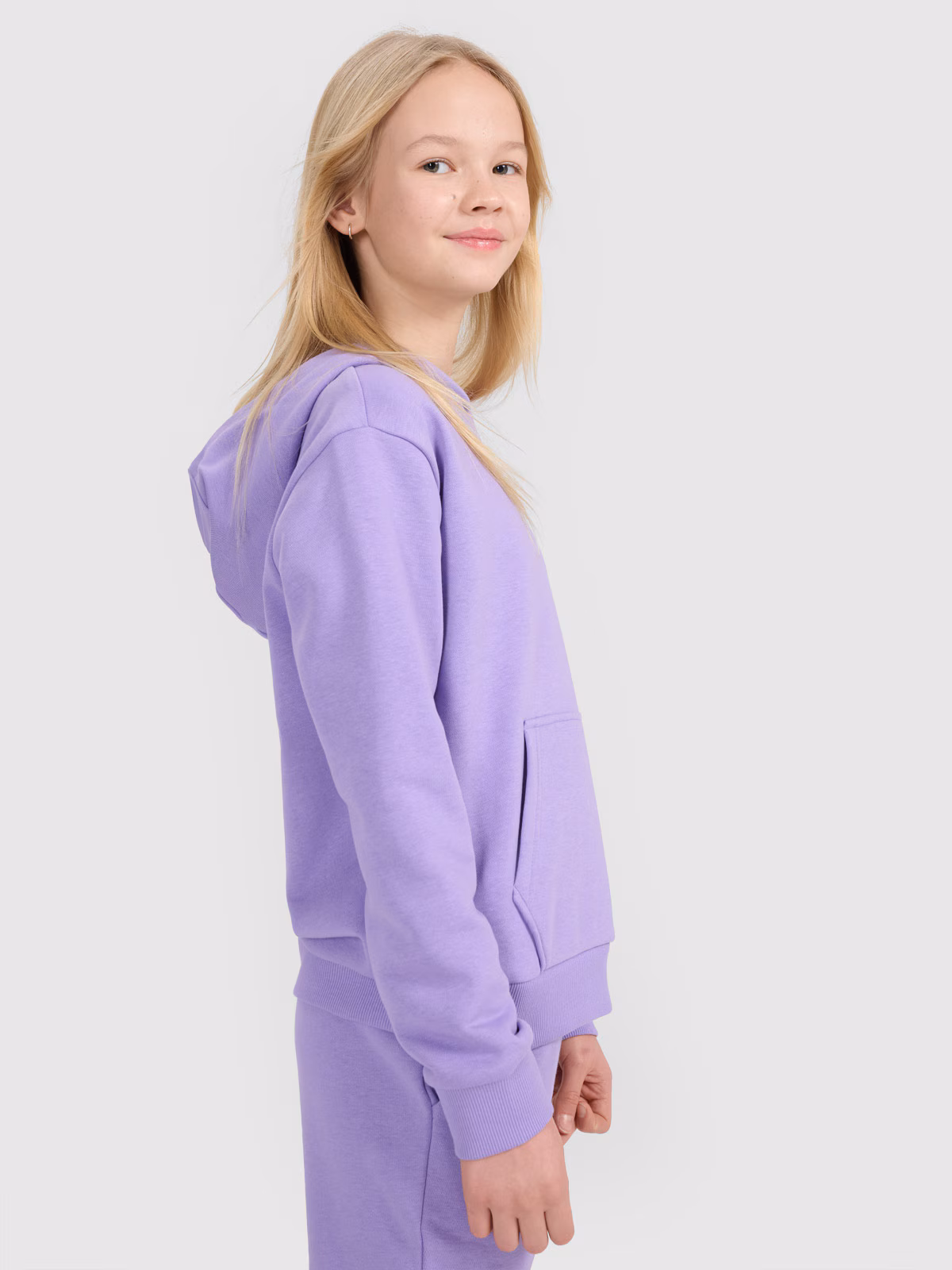 Bluza dresowa nierozpinana z kapturem dziewczęca - różowa