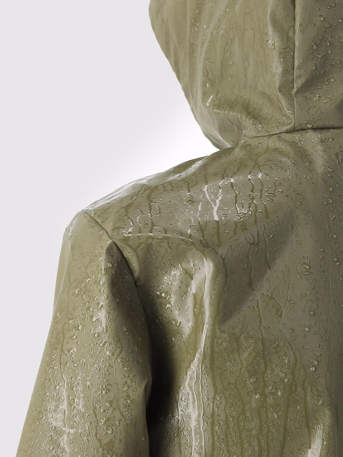 Kurtka przejściowa przeciwdeszczowa z gumową powłoką dziecięca - khaki