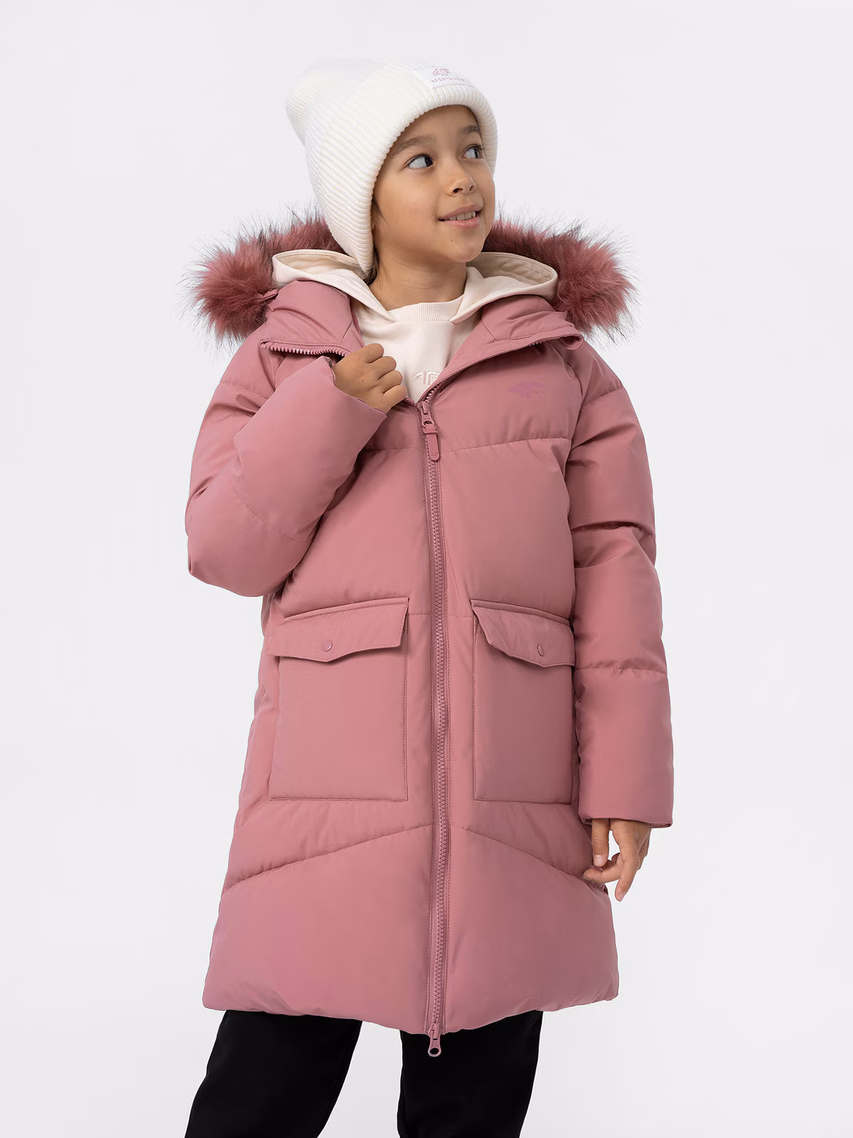 Płaszcz puchowy z wypełnieniem syntetycznym dziewczęcy