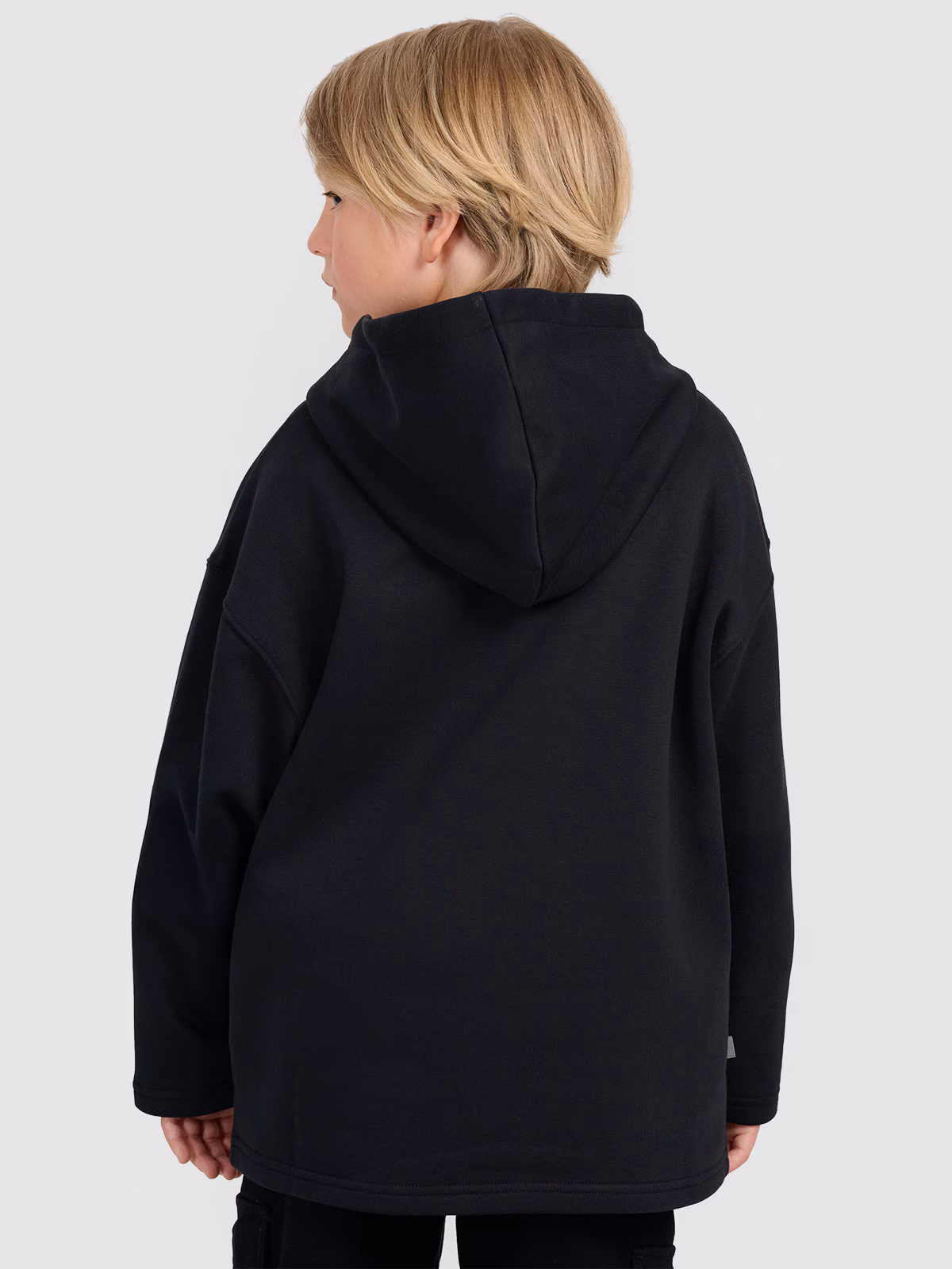 Bluza dresowa nierozpinana z kapturem chłopięca - czarna