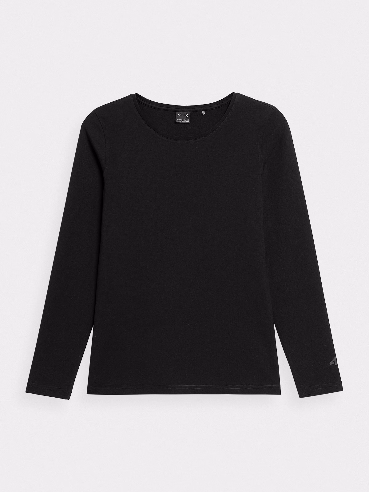 Longsleeve slim gładki damski - czarny