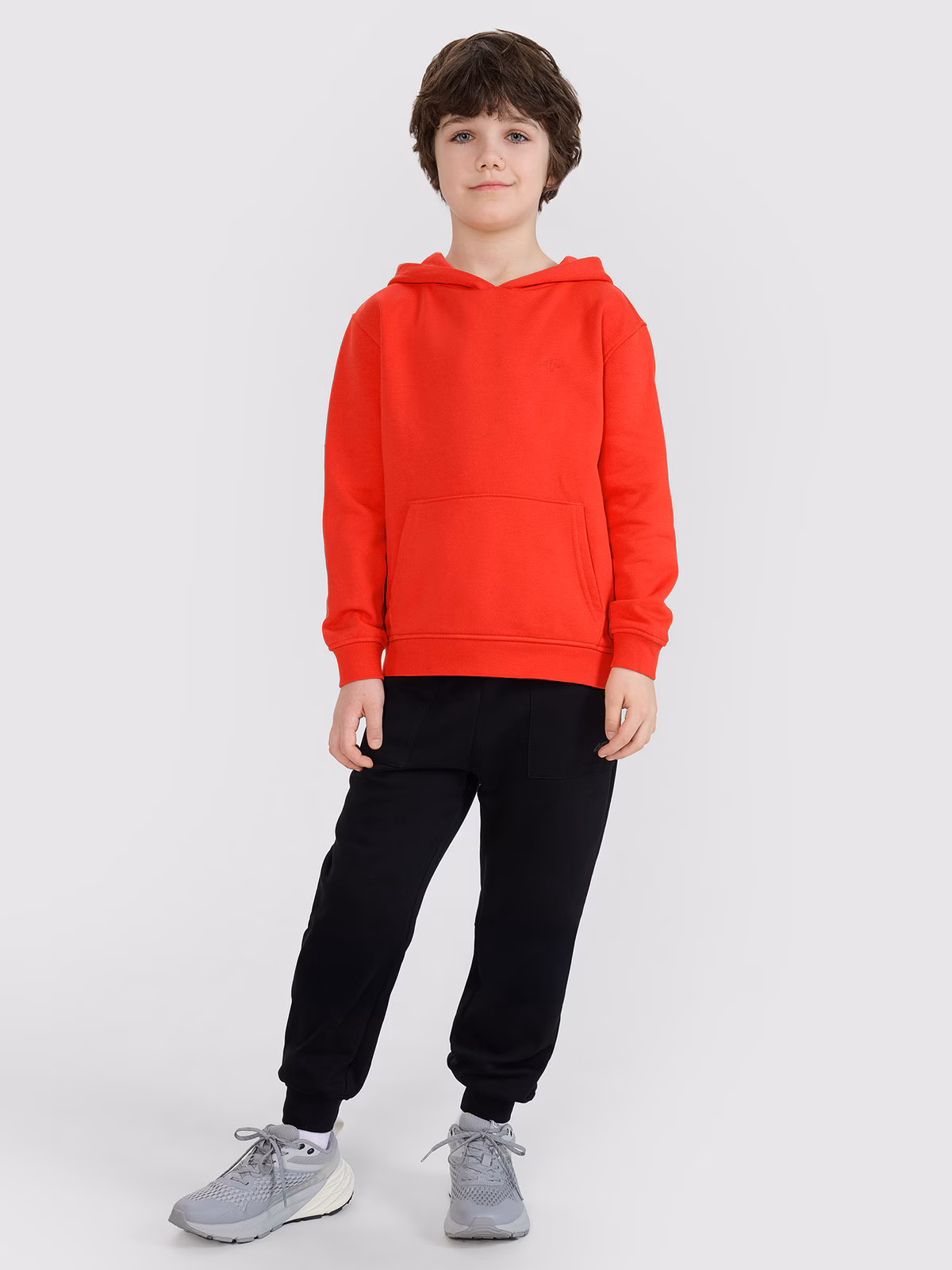 Bluza dresowa nierozpinana z kapturem chłopięca - pomarańczowa