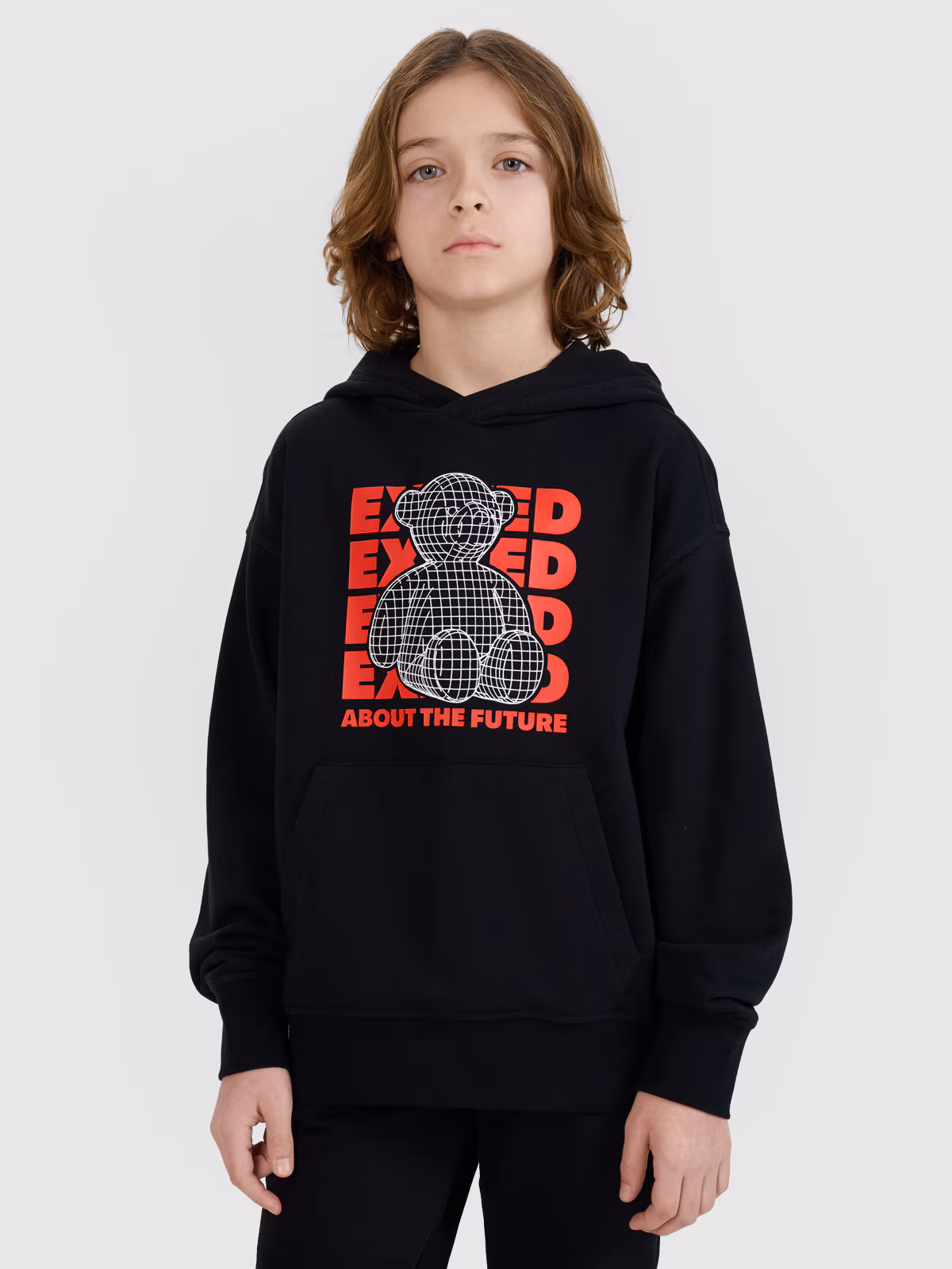 Bluza dresowa nierozpinana z kapturem chłopięca - czerwona