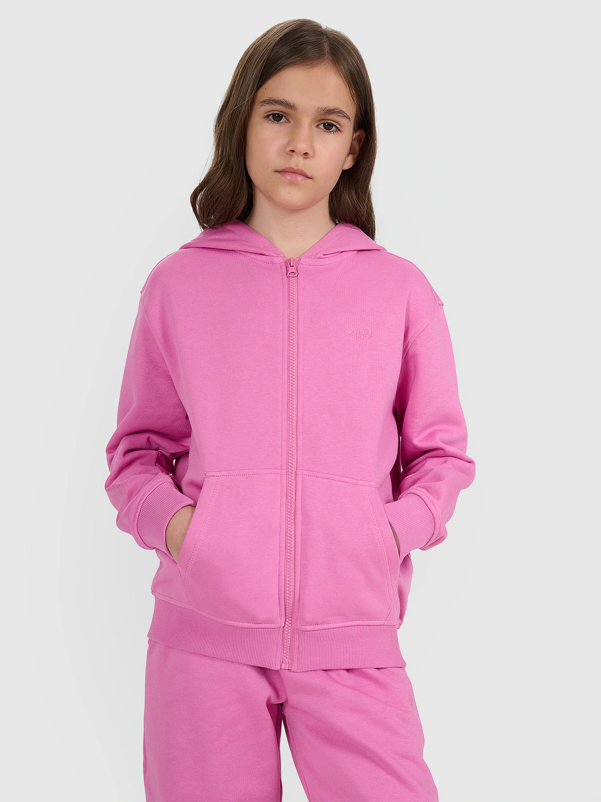 Bluza dresowa rozpinana z kapturem dziewczęca - fioletowa