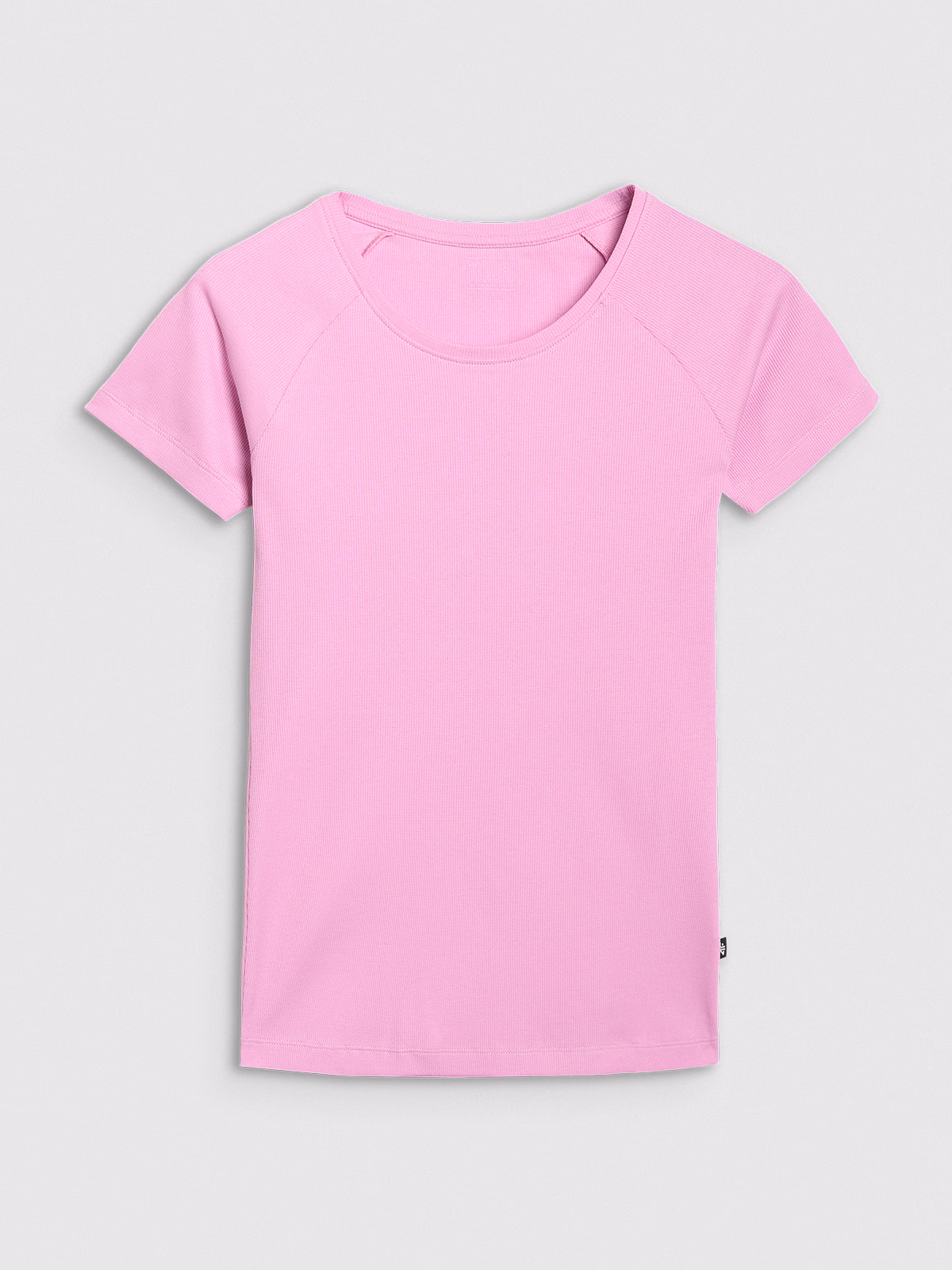 T-shirt regular z prążkowanej dzianiny damski - żółty