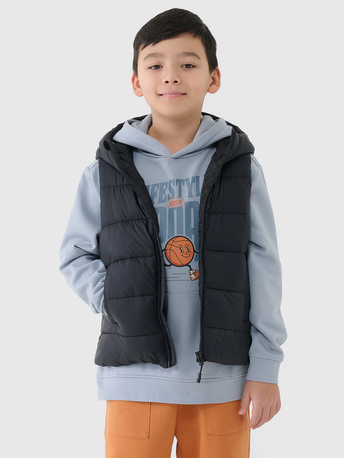 Bezrękawnik puchowy z wypełnieniem syntetycznym chłopięcy - pomarańczowy