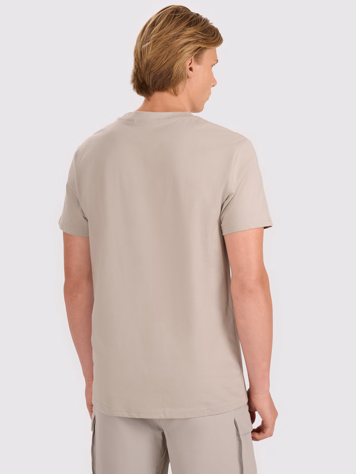 T-shirt regular gładki męski - beżowy