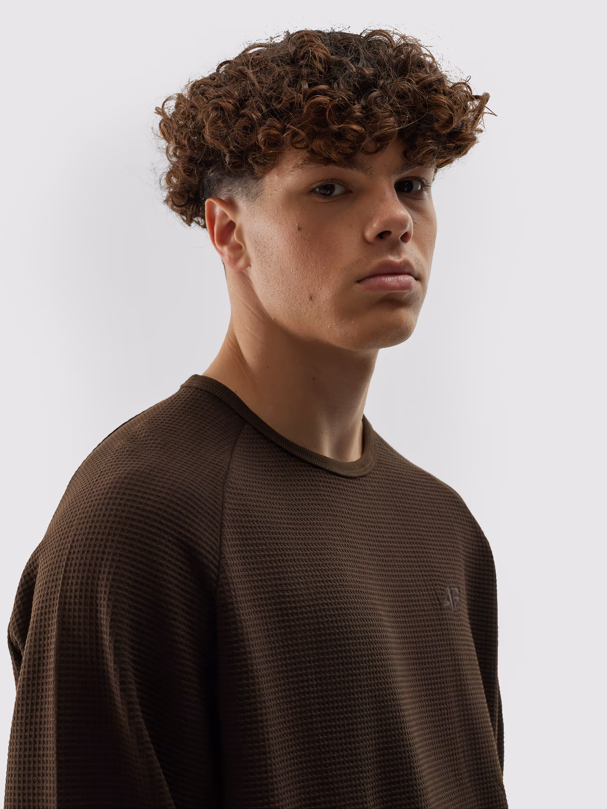 Bluza dresowa nierozpinana bez kaptura męska - brązowa