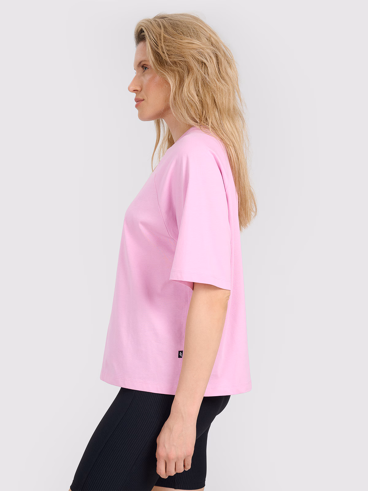 T-shirt oversize gładki damski - czarny